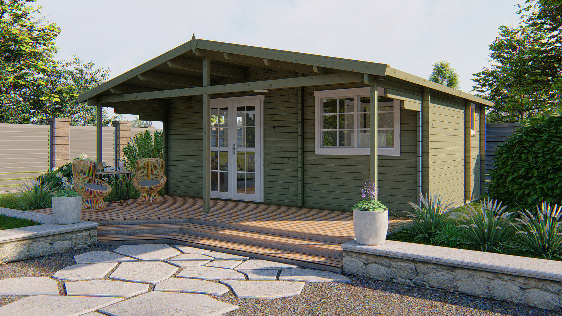 Blokhut - Tuinhuis Palmar | 44 mm | vuren onbehandeld
