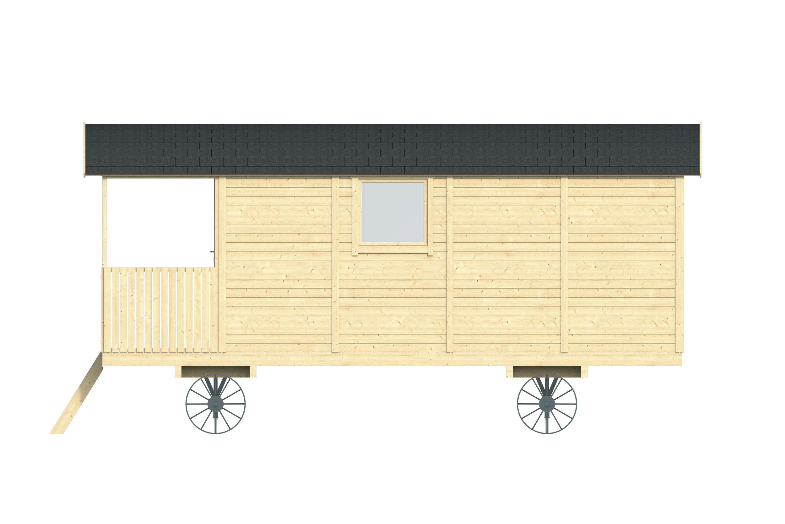 Circuswagen Johnny | 19mm | vuren onbehandeld | 600 x 240 cm | excl. onderstel