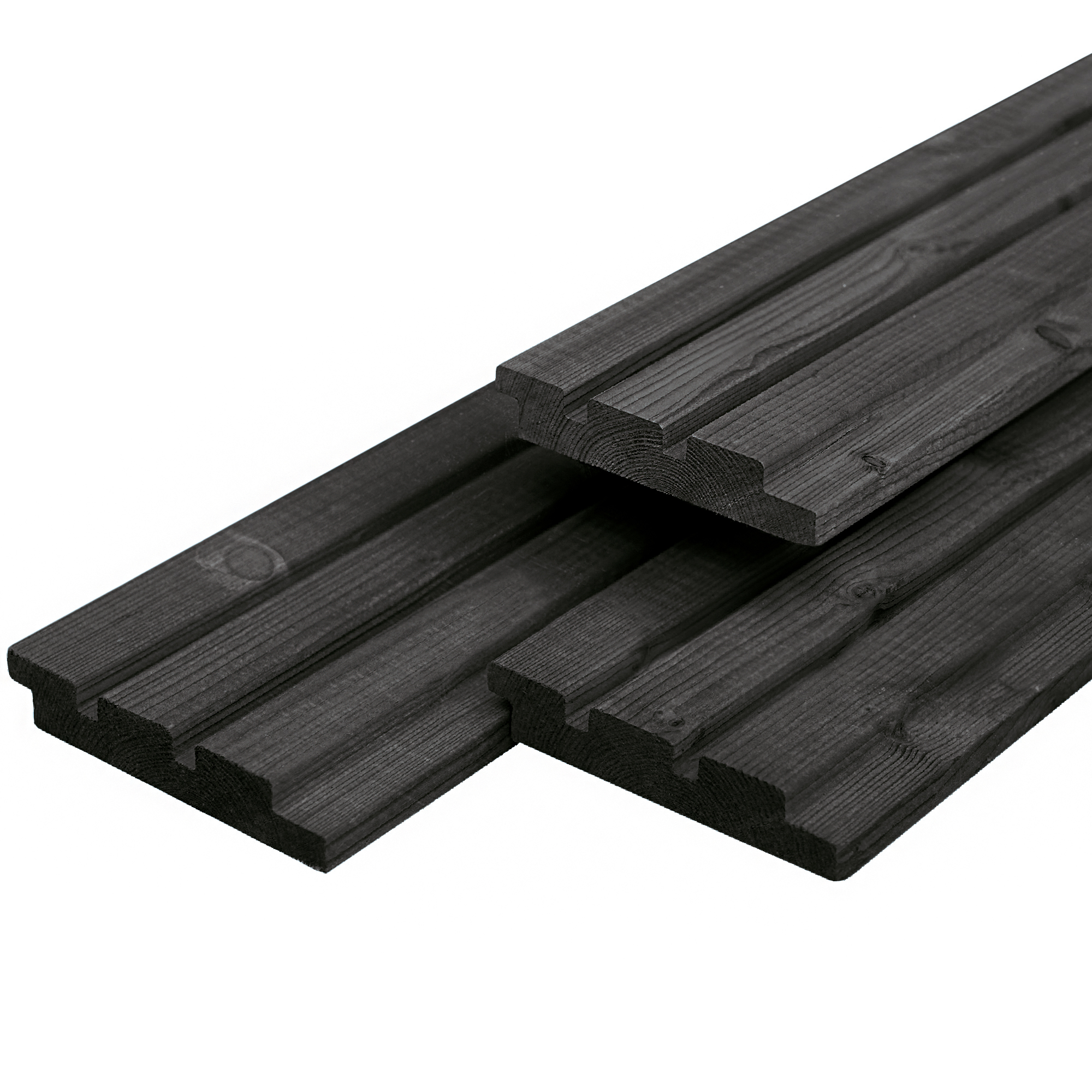 Dreifach-Profilholz aus Douglasie schwarz gespritzt 1.9x13.0x390cm