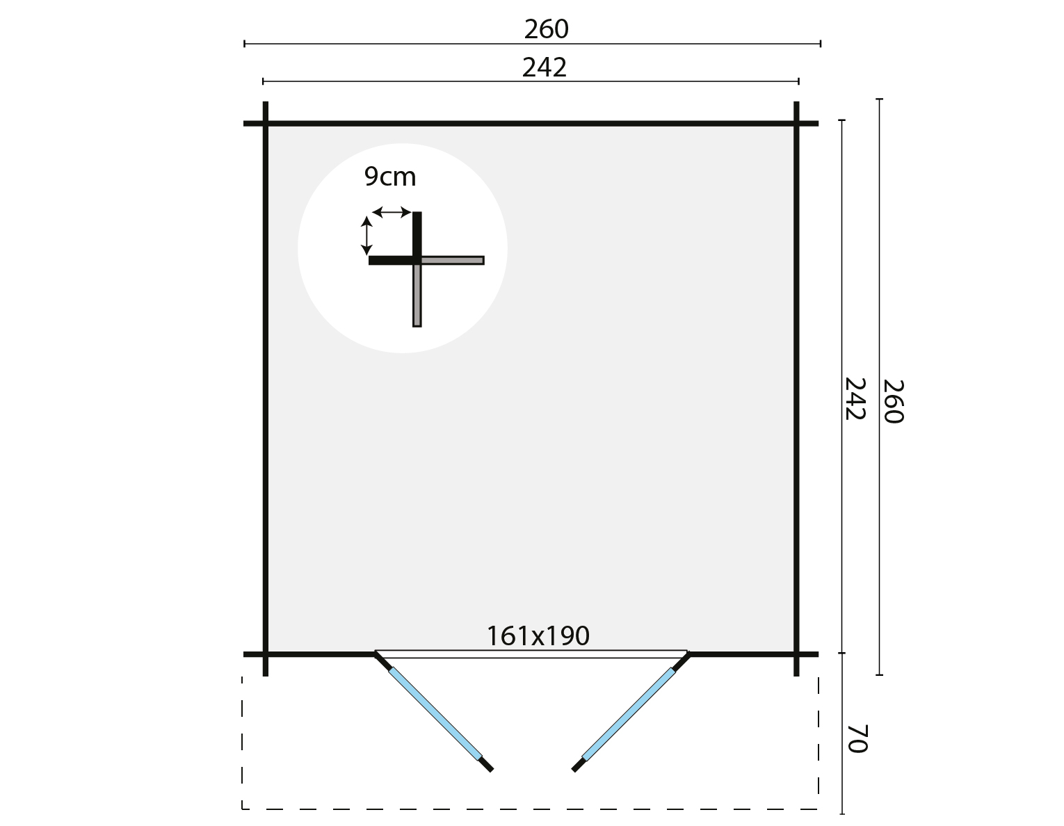 Blockhütte – Gartenhaus Gitte | 28mm | braun imprägniert