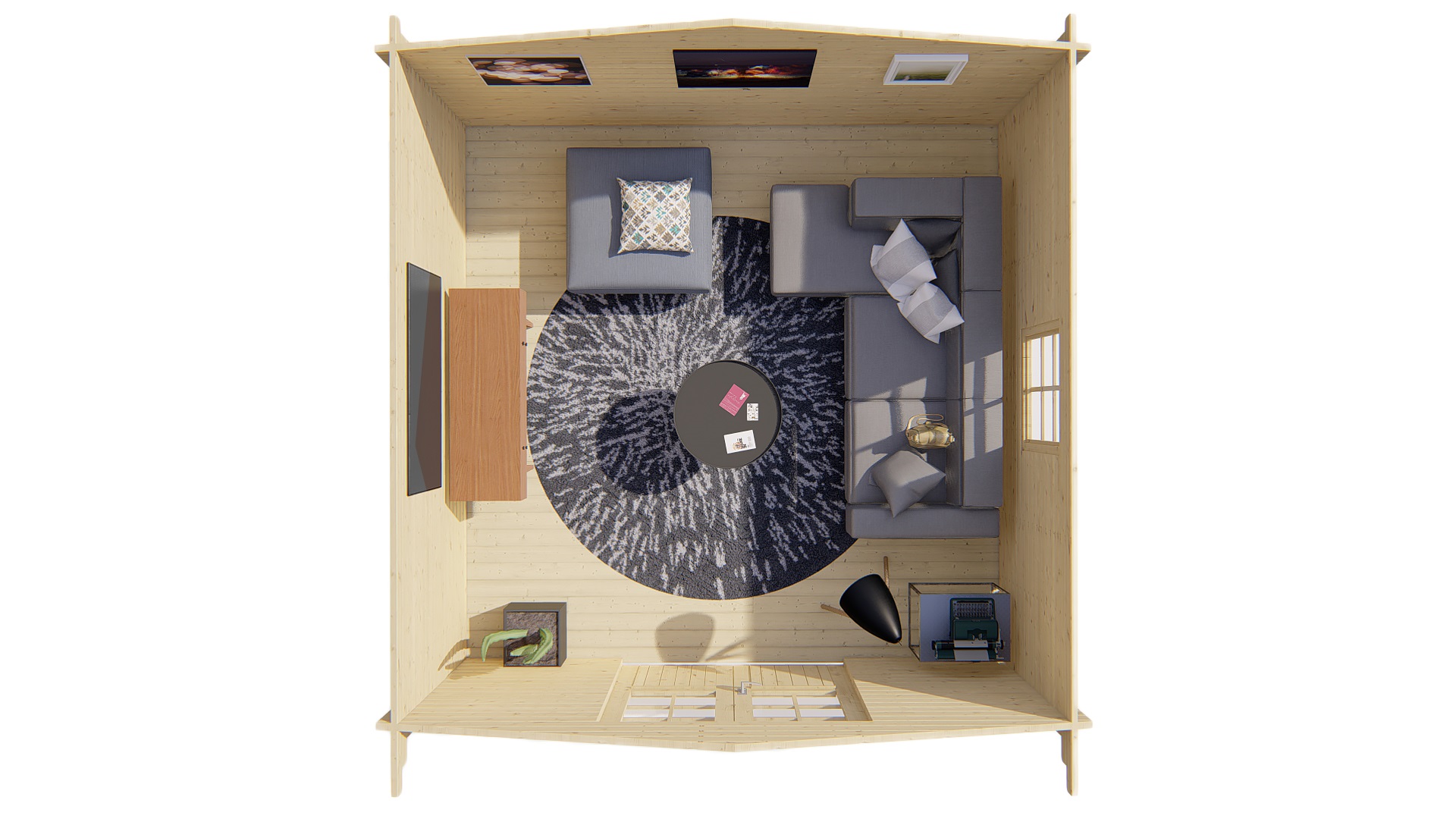 Blokhut - Tuinhuis Gunda | 40 mm | vuren grijs geïmpregneerd Blokhut - Tuinhuis Gunda | 40 mm | vuren grijs geïmpregneerd