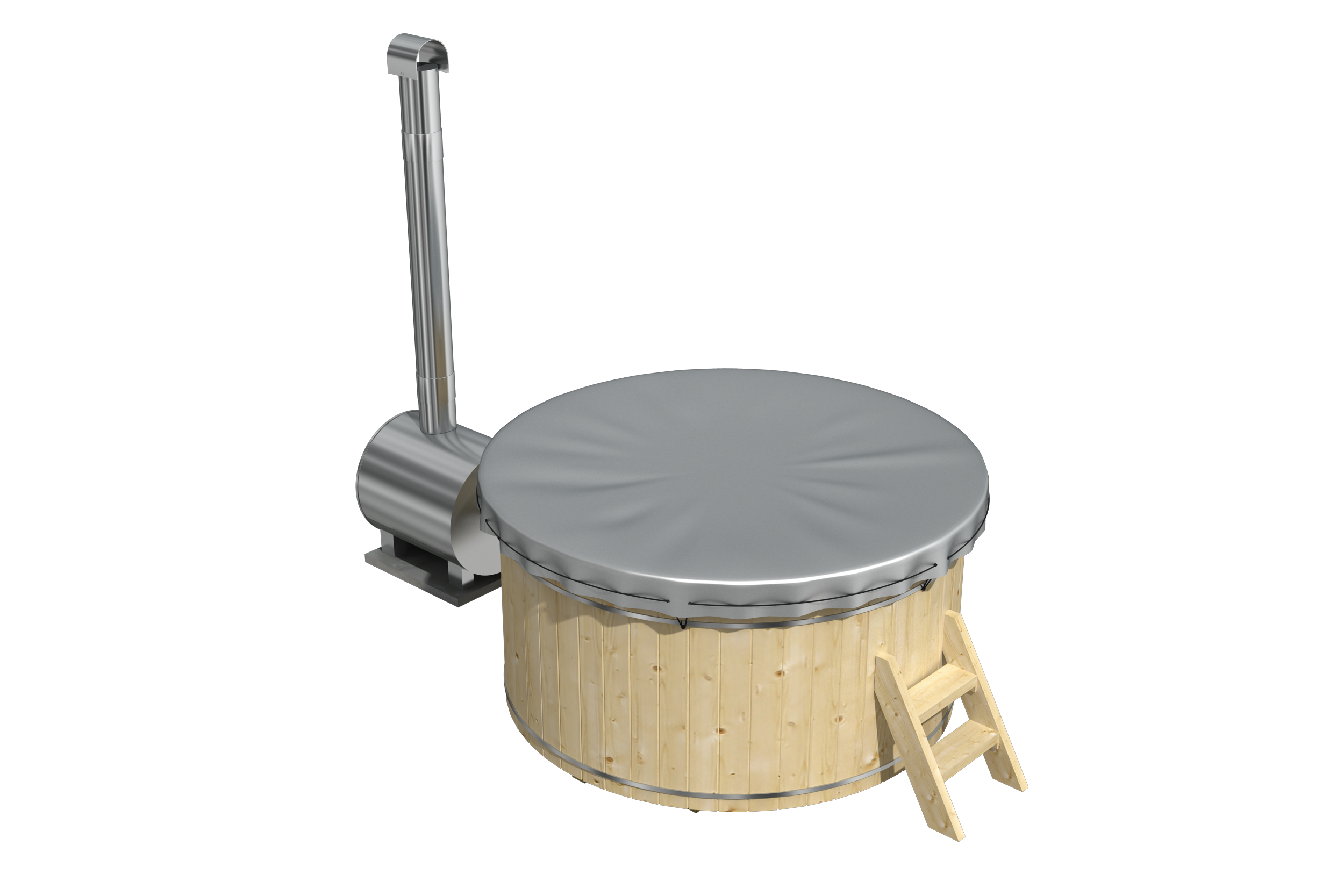 Hottub mit Außen-Holzofen aus Edelstahl