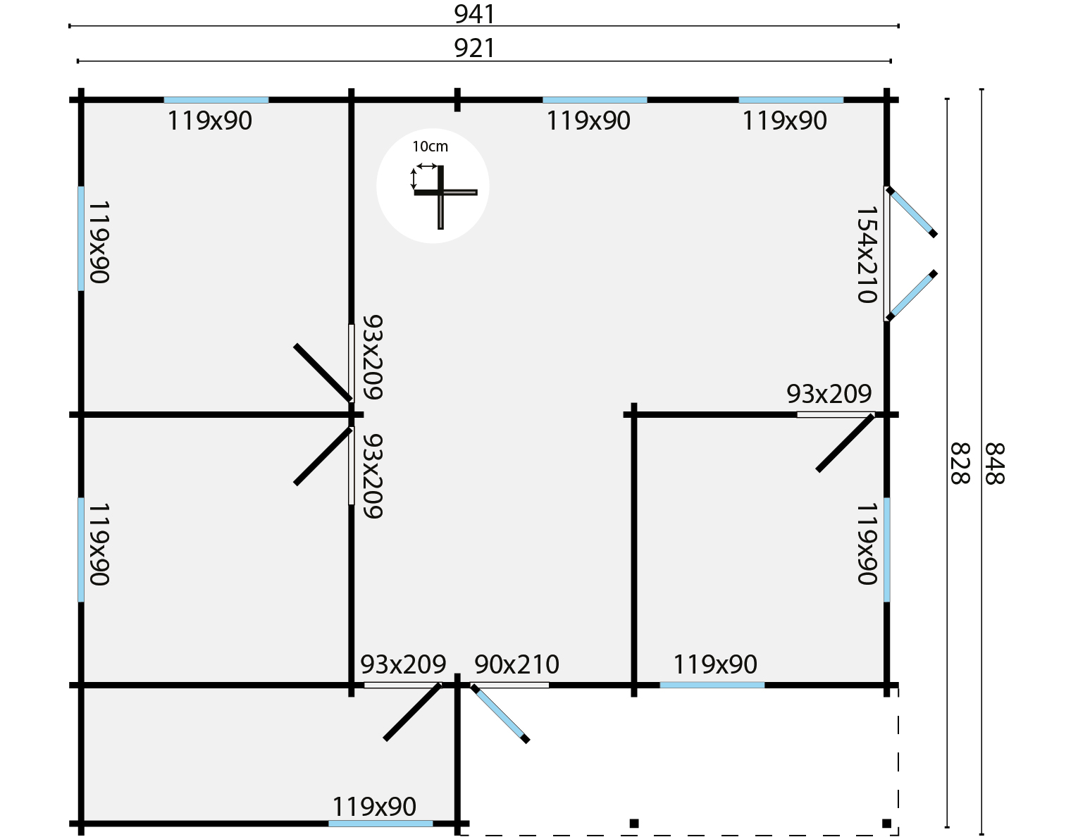 Blokhut - Tuinhuis Fuerteventura | 70 mm | onbehandeld Blokhut - Tuinhuis Fuerteventura | 70 mm | onbehandeld