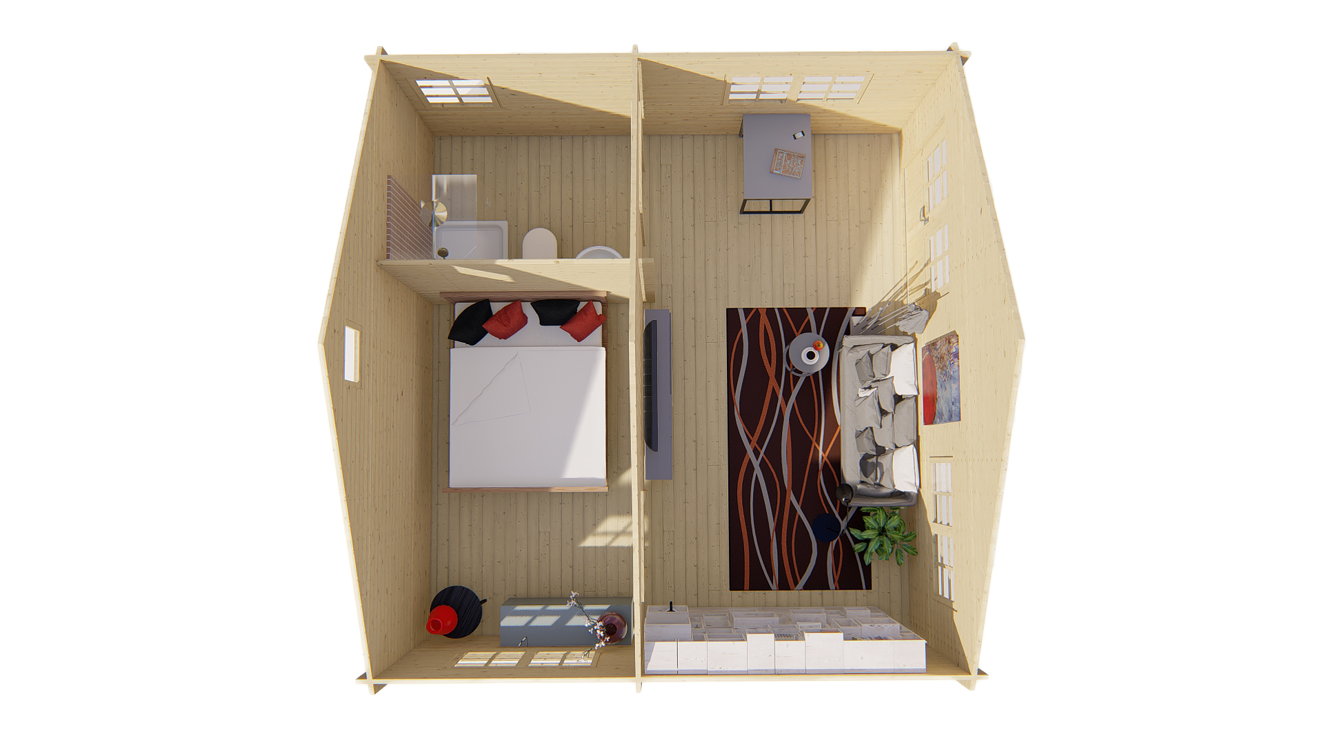 Blokhut - Tuinhuis Big Llanes | 44 mm | honinggeel geïmpregneerd Blokhut - Tuinhuis Big Llanes | 44 mm | honinggeel geïmpregneerd