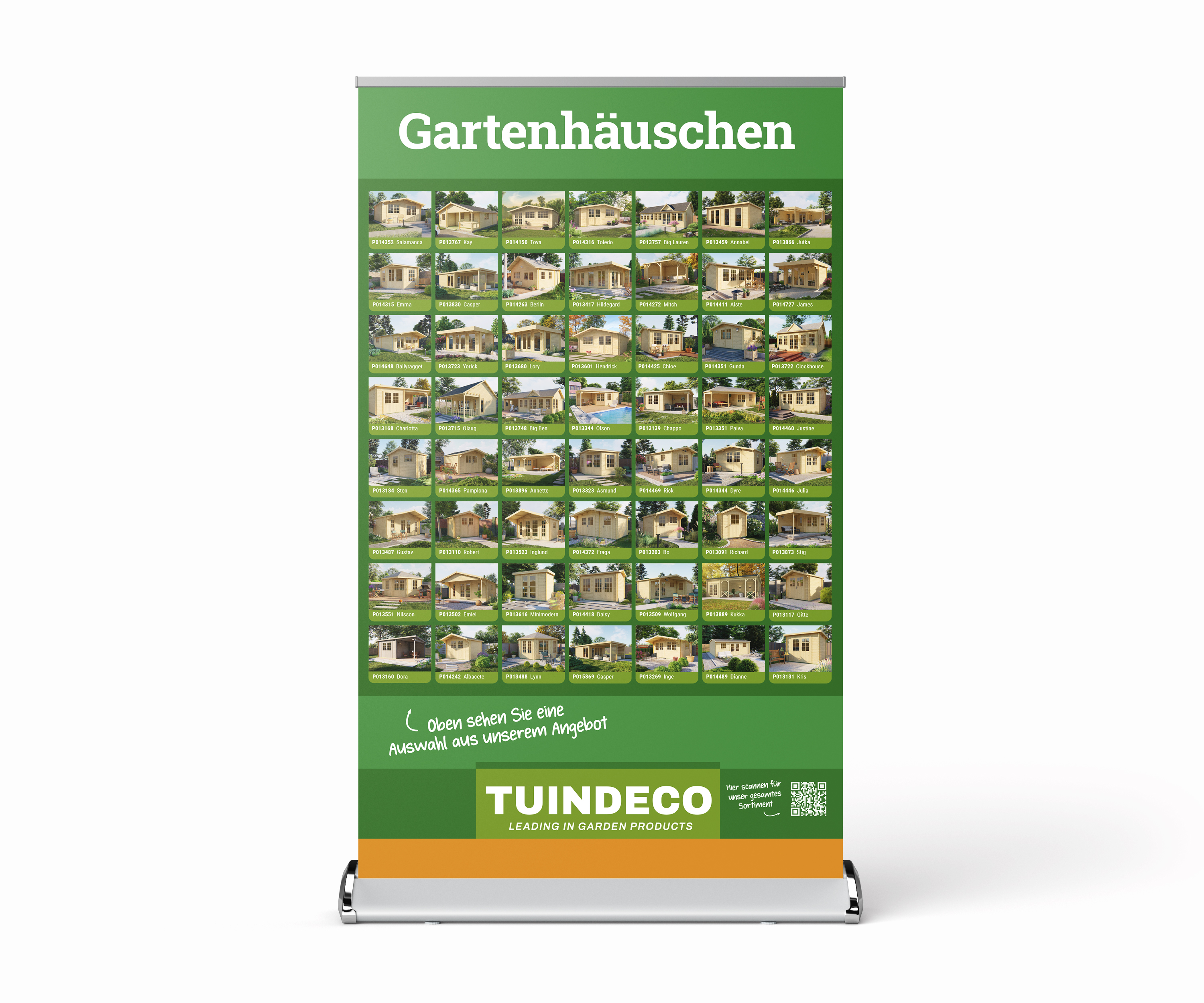 Roll-up banner log cabins (German)