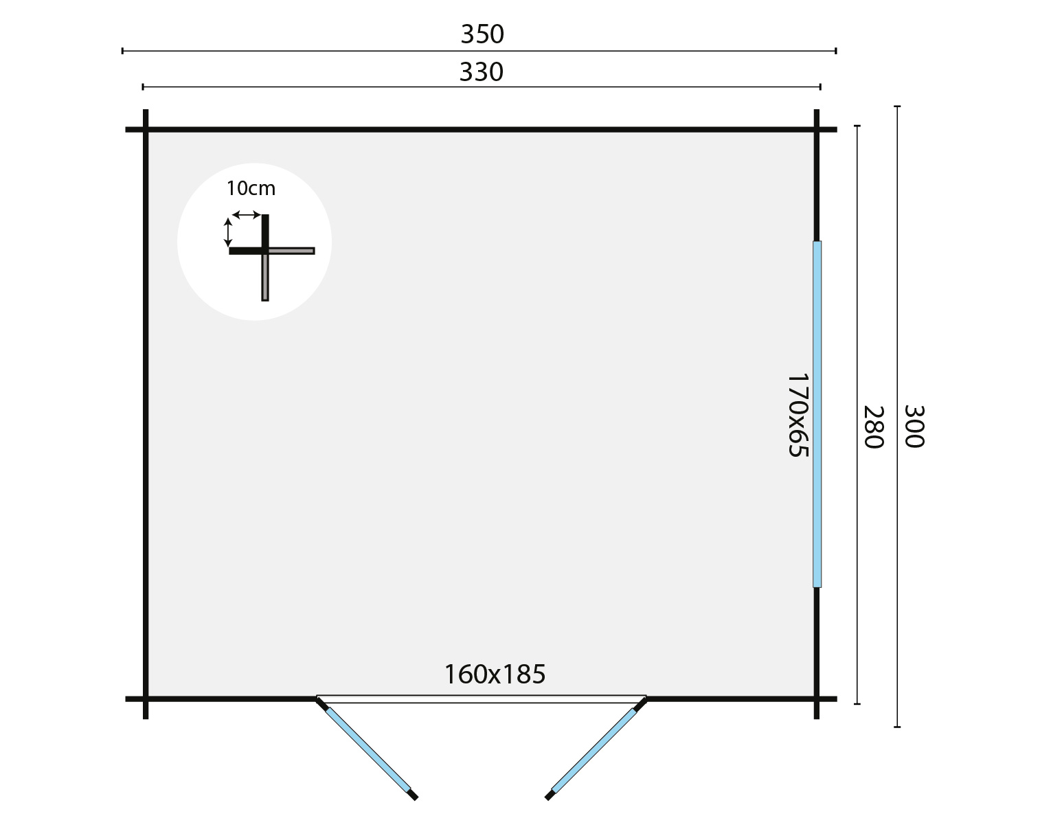 Plattegrond Blokhut - Tuinhuis Skov | 28 mm | vuren bruin geïmpregneerd