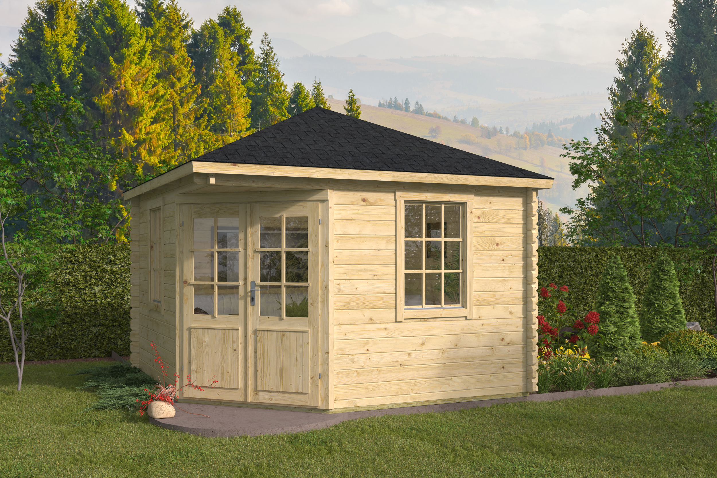 Blokhut - Tuinhuis Nilsson | 44 mm | vuren onbehandeld