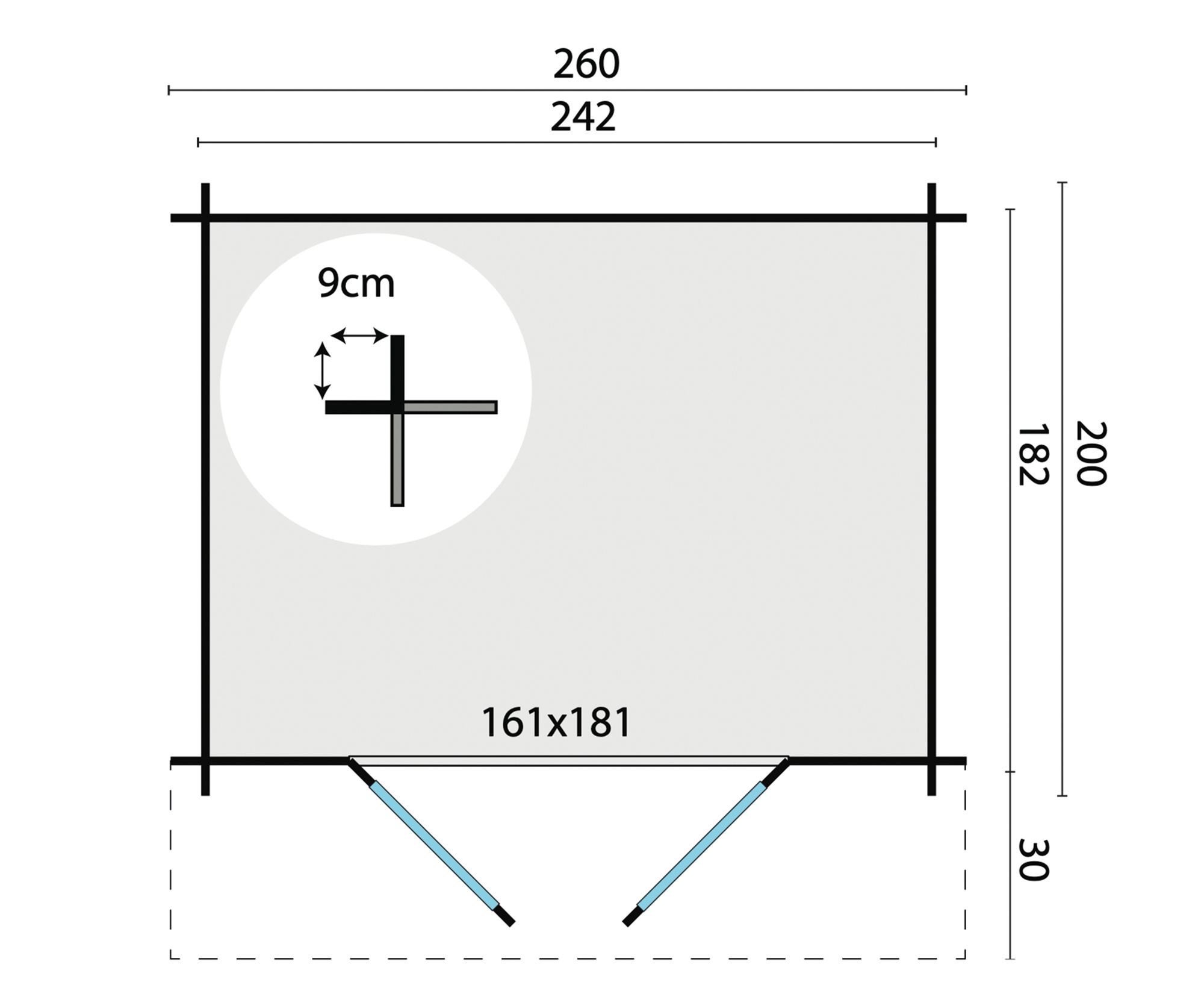 Blokhut - Tuinhuis Robert | 28 mm | vuren grijs geïmpregneerd Blokhut - Tuinhuis Robert | 28 mm | vuren grijs geïmpregneerd