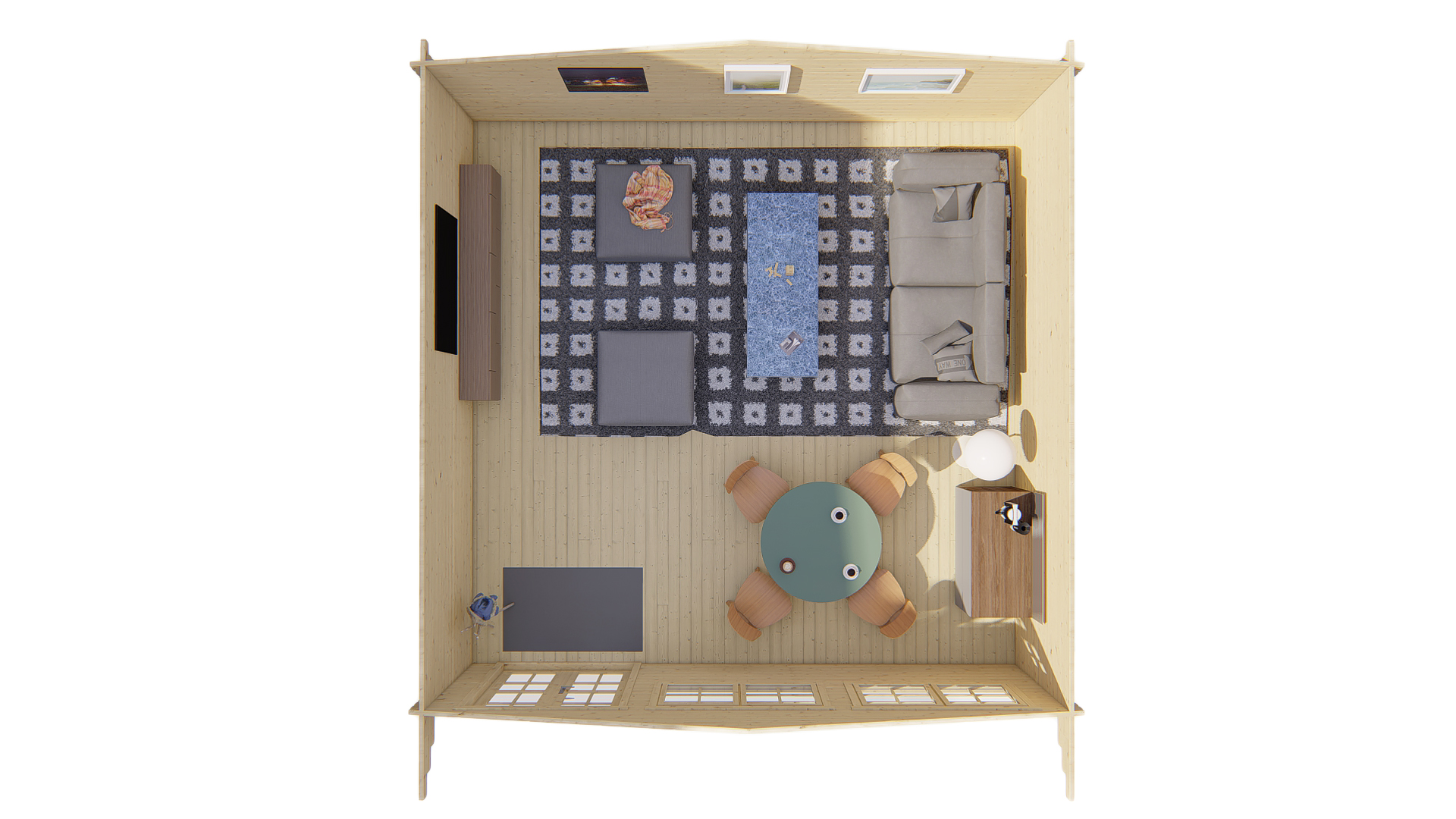 Blokhut - Tuinhuis Helle | 44 mm | vuren onbehandeld Blokhut - Tuinhuis Helle | 44 mm | vuren onbehandeld