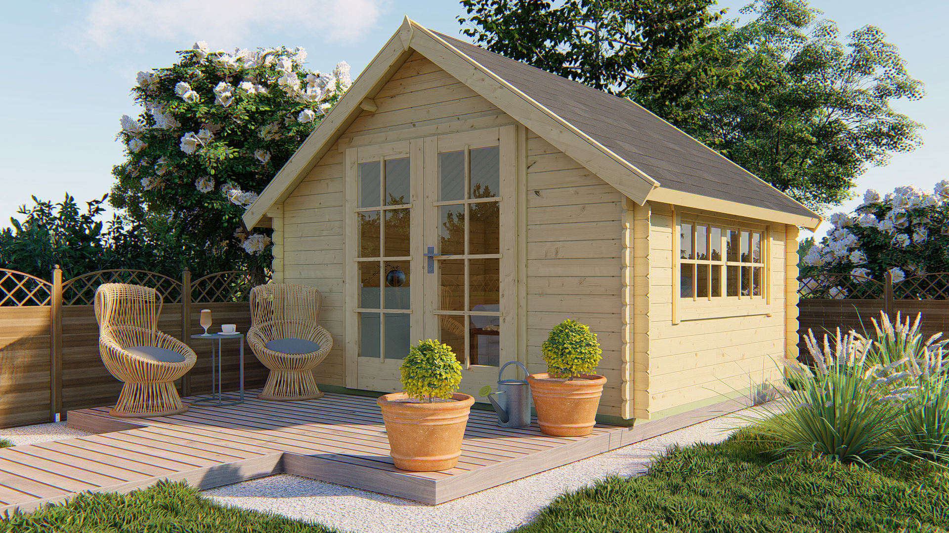 Blokhut - Tuinhuis Skov | 28 mm | vuren bruin geïmpregneerd Blokhut - Tuinhuis Skov | 28 mm | vuren bruin geïmpregneerd