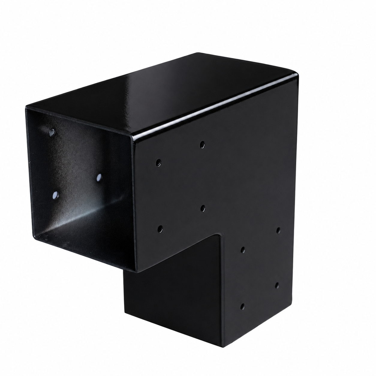 Gegalvaniseerd verbindingsstuk 2-weg 90-hoek voor vierkante palen 12 x 12 cm zwart gepoedercoat