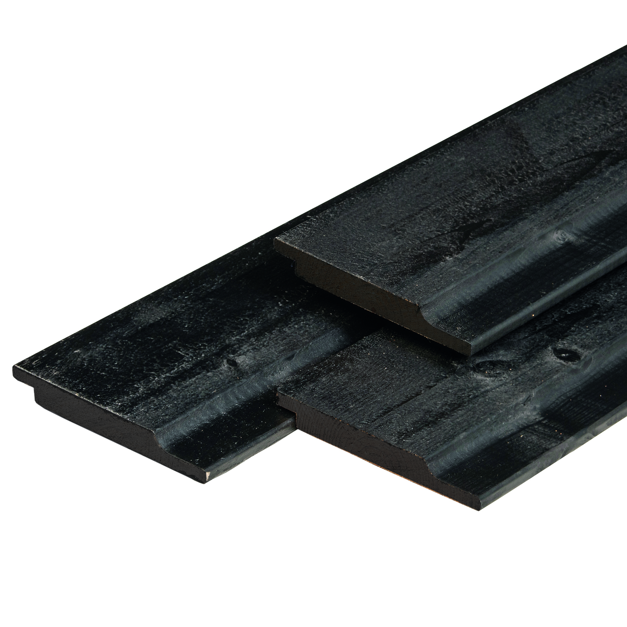 Profilholz mit Wechselfalz aus Nordeuropäische Fichtenholz, 1.9x14.5x300cm schwarz gespritzt