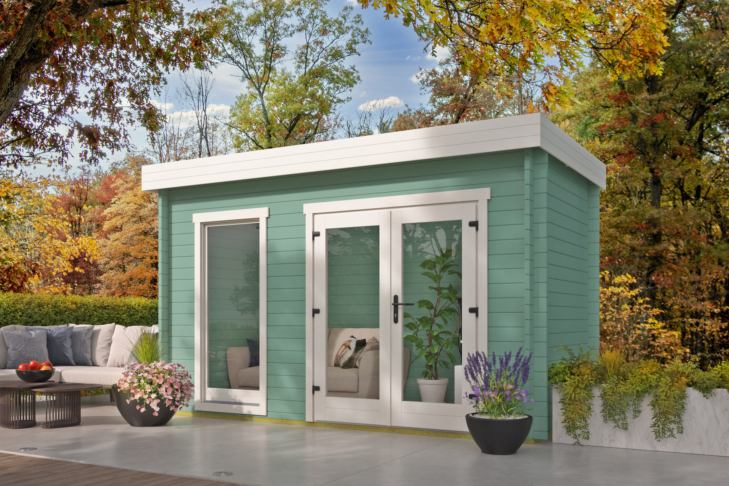 Gartenhaus Harriot, 40 mm, silbergrau imprägniert