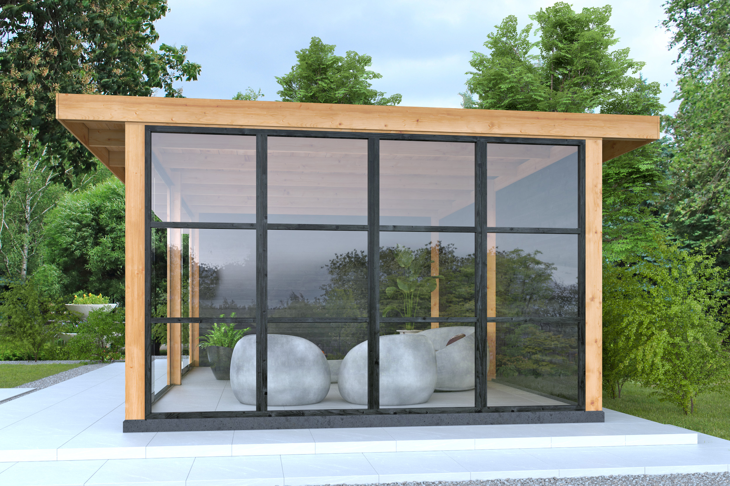 Complete set steellook glaswand zwart 397,2 x 224 cm