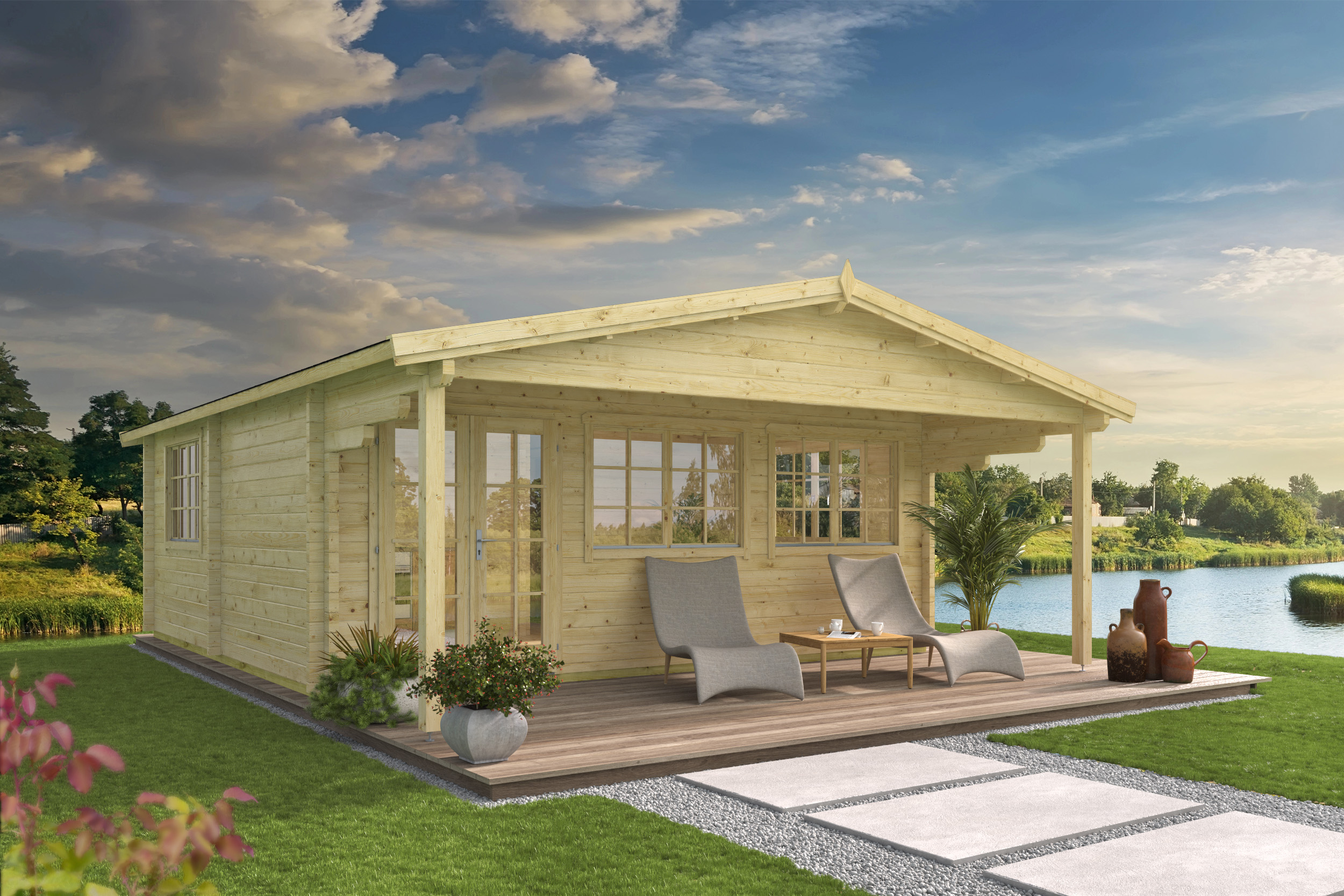 Blokhut - Tuinhuis Jackson | 70 mm | onbehandeld Blokhut - Tuinhuis Jackson | 70 mm | onbehandeld