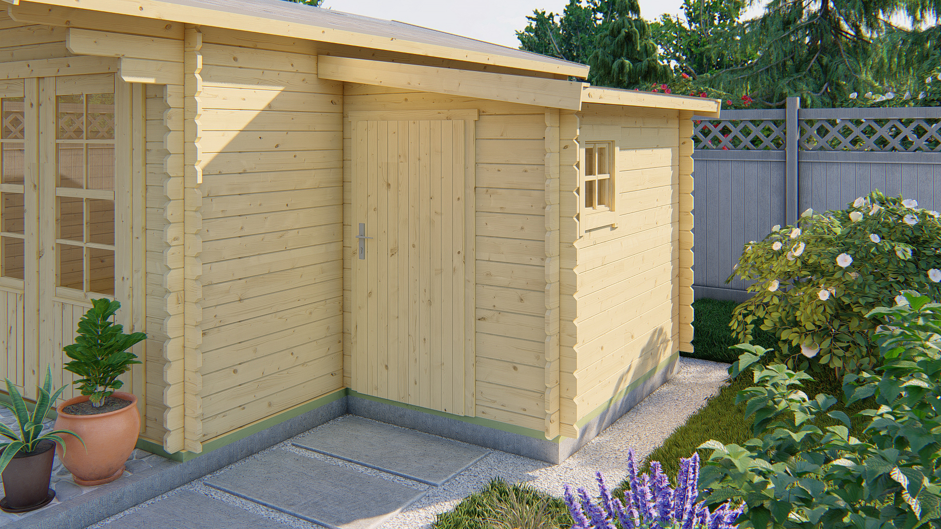 Blokhut - Tuinhuis Toilet kit annexe | 28 mm | honinggeel geïmpregneerd Blokhut - Tuinhuis Toilet kit annexe | 28 mm | honinggeel geïmpregneerd