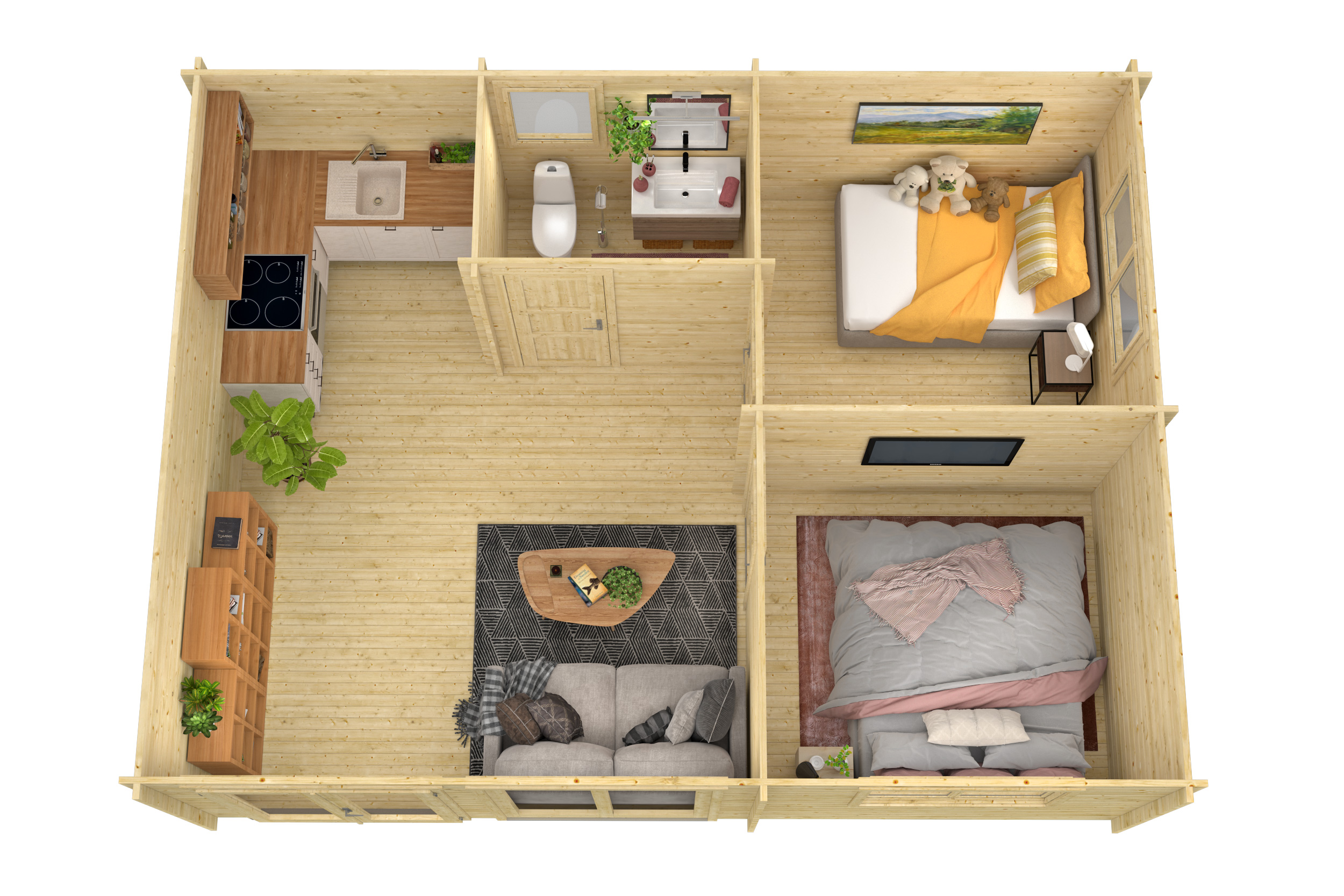Blokhut - Tuinhuis Moderna | 44 mm | grijs geïmpregneerd