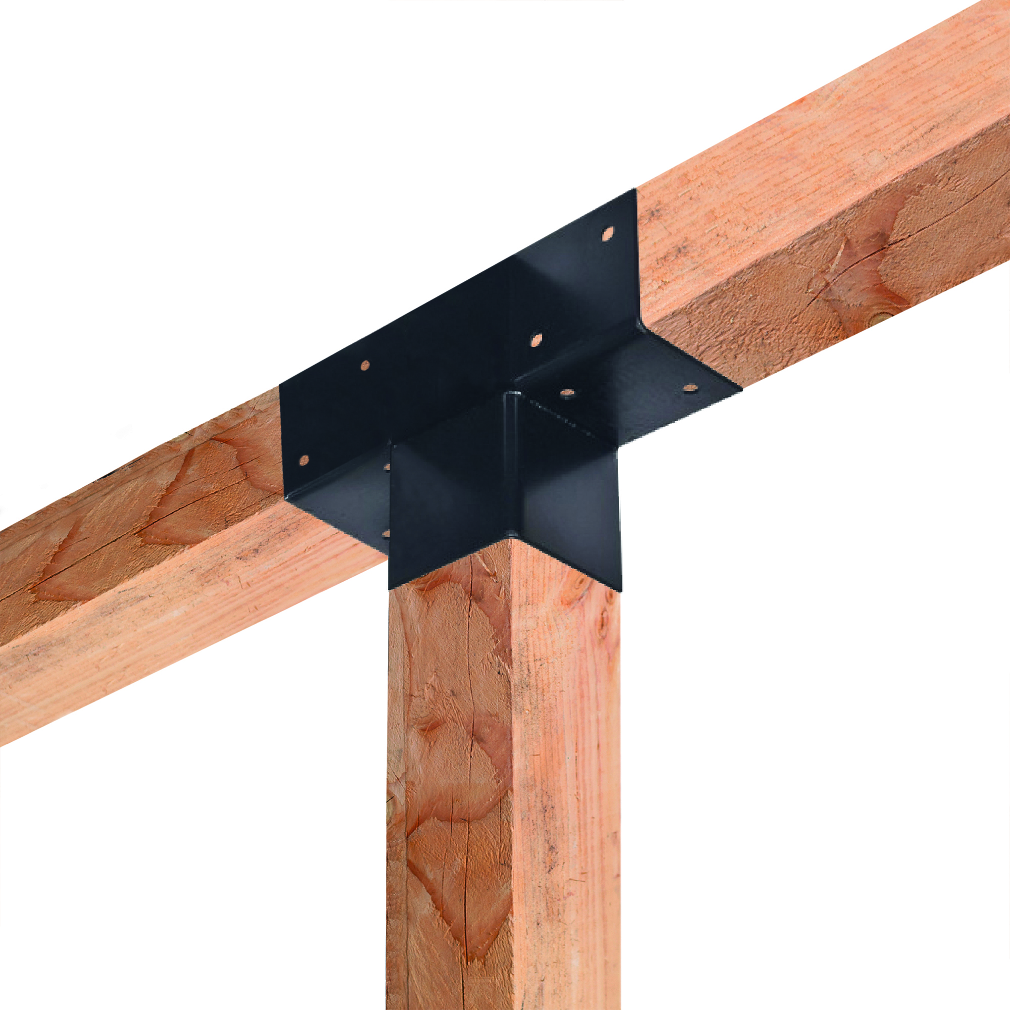 Gegalvaniseerd verbindingsstuk 3-weg T-model voor vierkante palen 12 x 12 cm zwart gepoedercoat