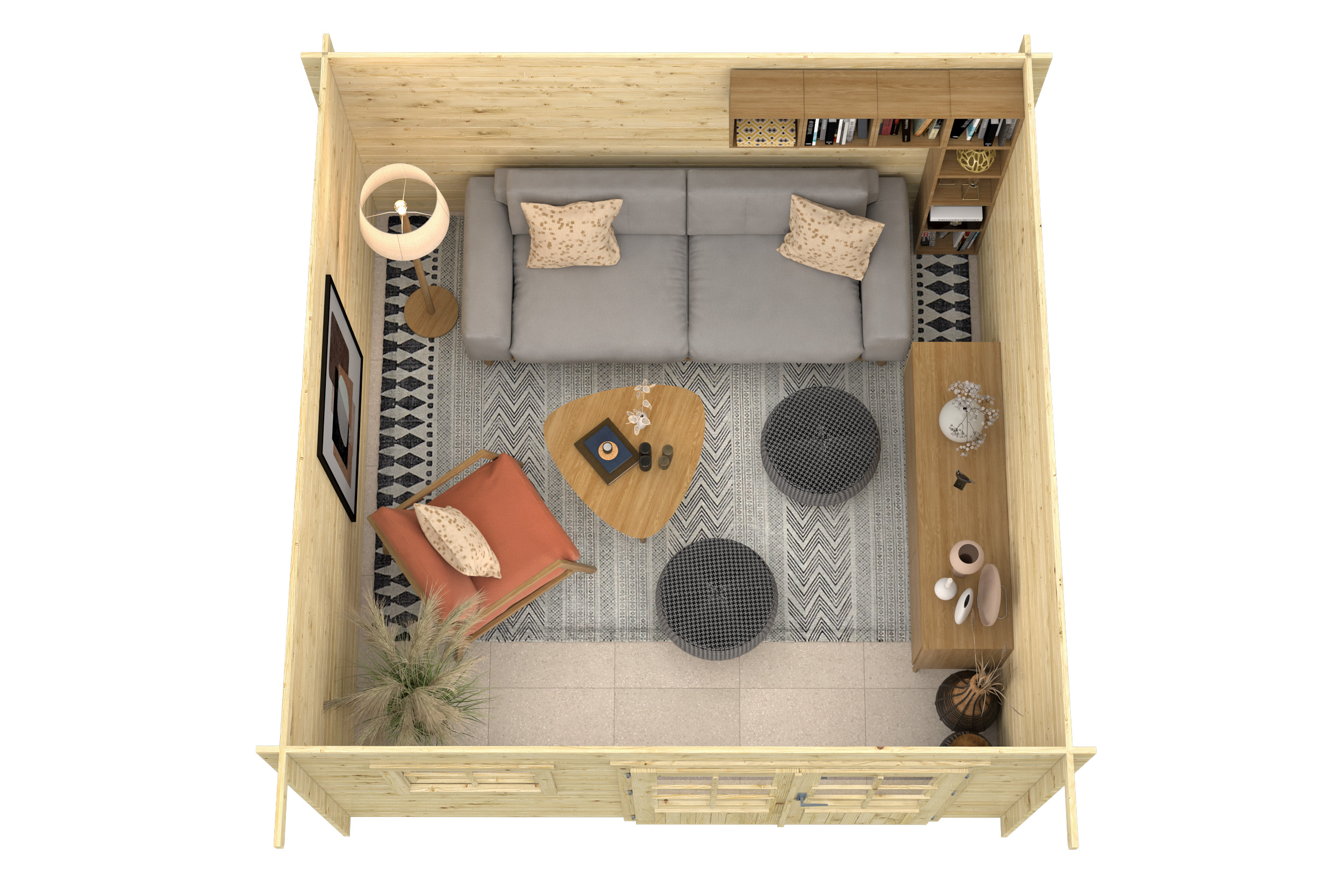 Blokhut Greta (28 mm, vuren Red Class Wood geïmpregneerd)