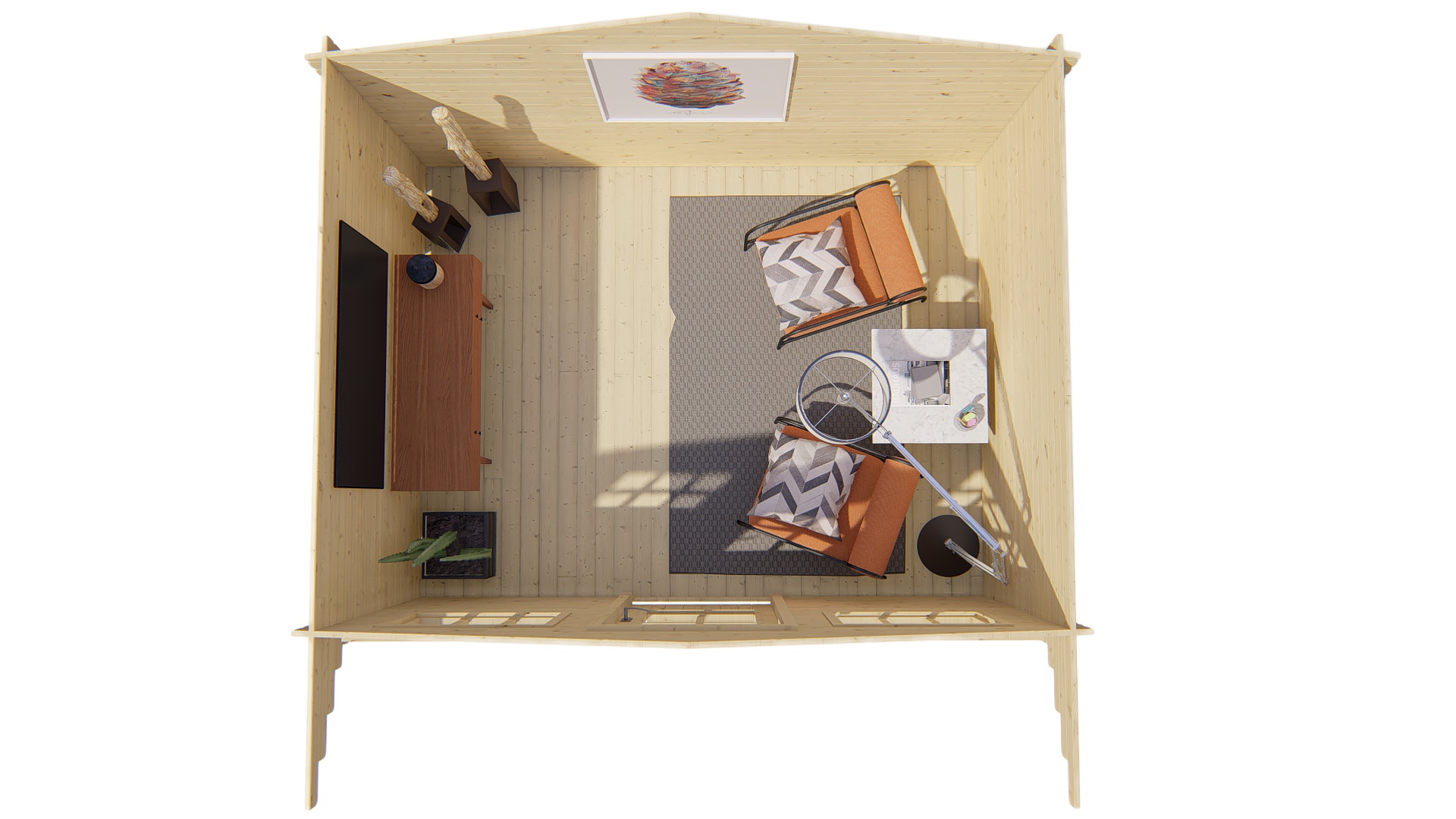 Blokhut - Tuinhuis Mika | 28 mm | vuren bruin geïmpregneerd Blokhut - Tuinhuis Mika | 28 mm | vuren bruin geïmpregneerd