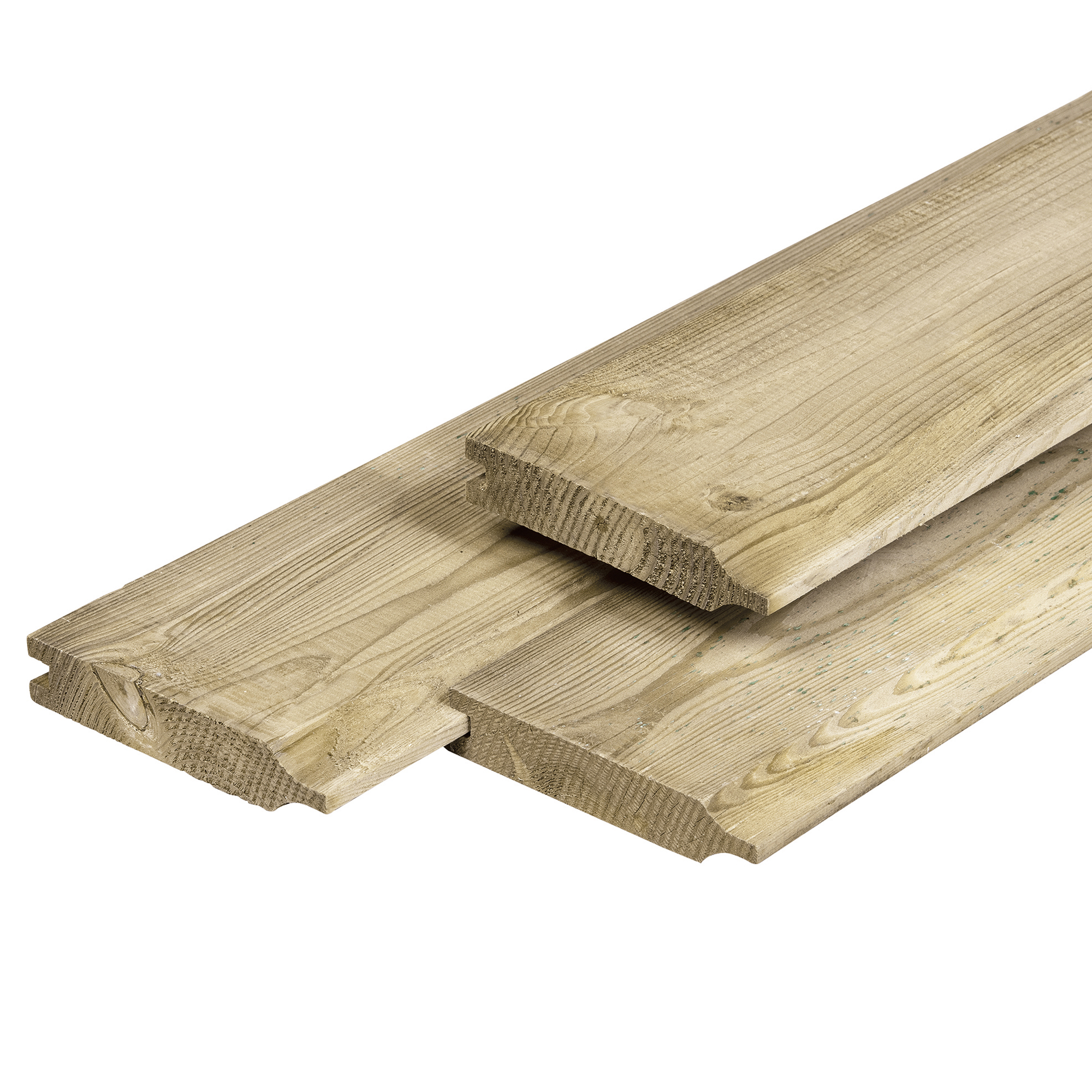 Grenen overhangend rabat 1,8 x 14,5 x 360 cm, vers, groen geïmpregneerd, geschaafd