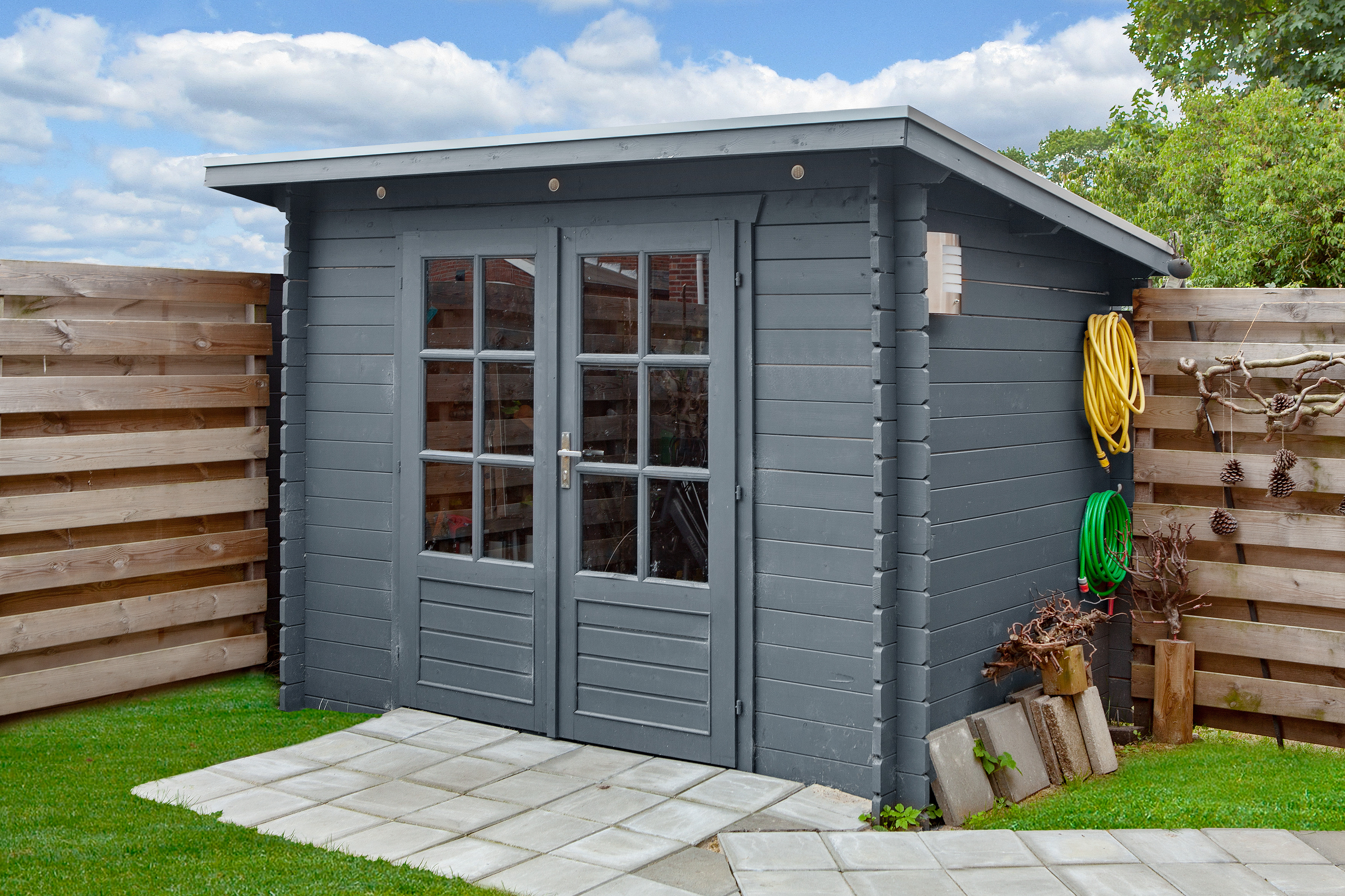 Blokhut - Tuinhuis Kris | 28 mm | vuren groen geïmpregneerd Blokhut - Tuinhuis Kris | 28 mm | vuren groen geïmpregneerd