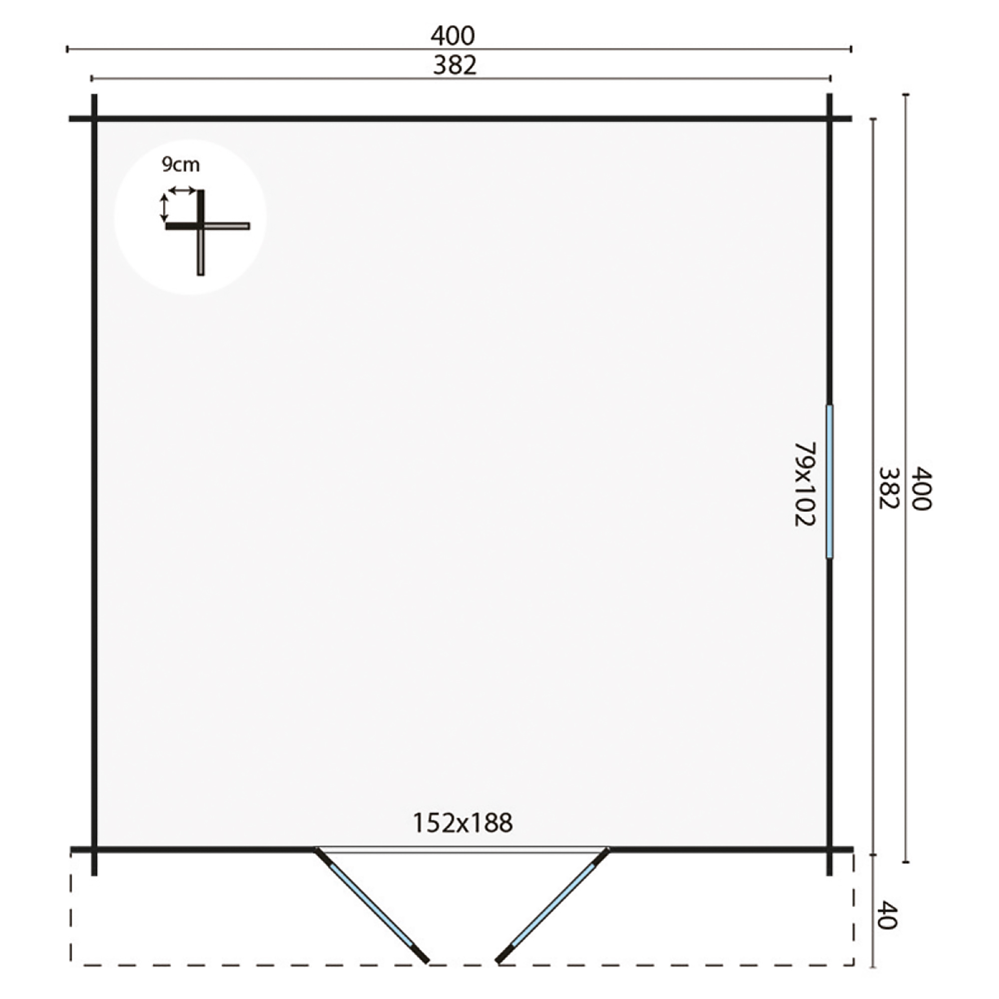 Blockhütte – Gartenhaus Gunda | 40mm | unbehandelt