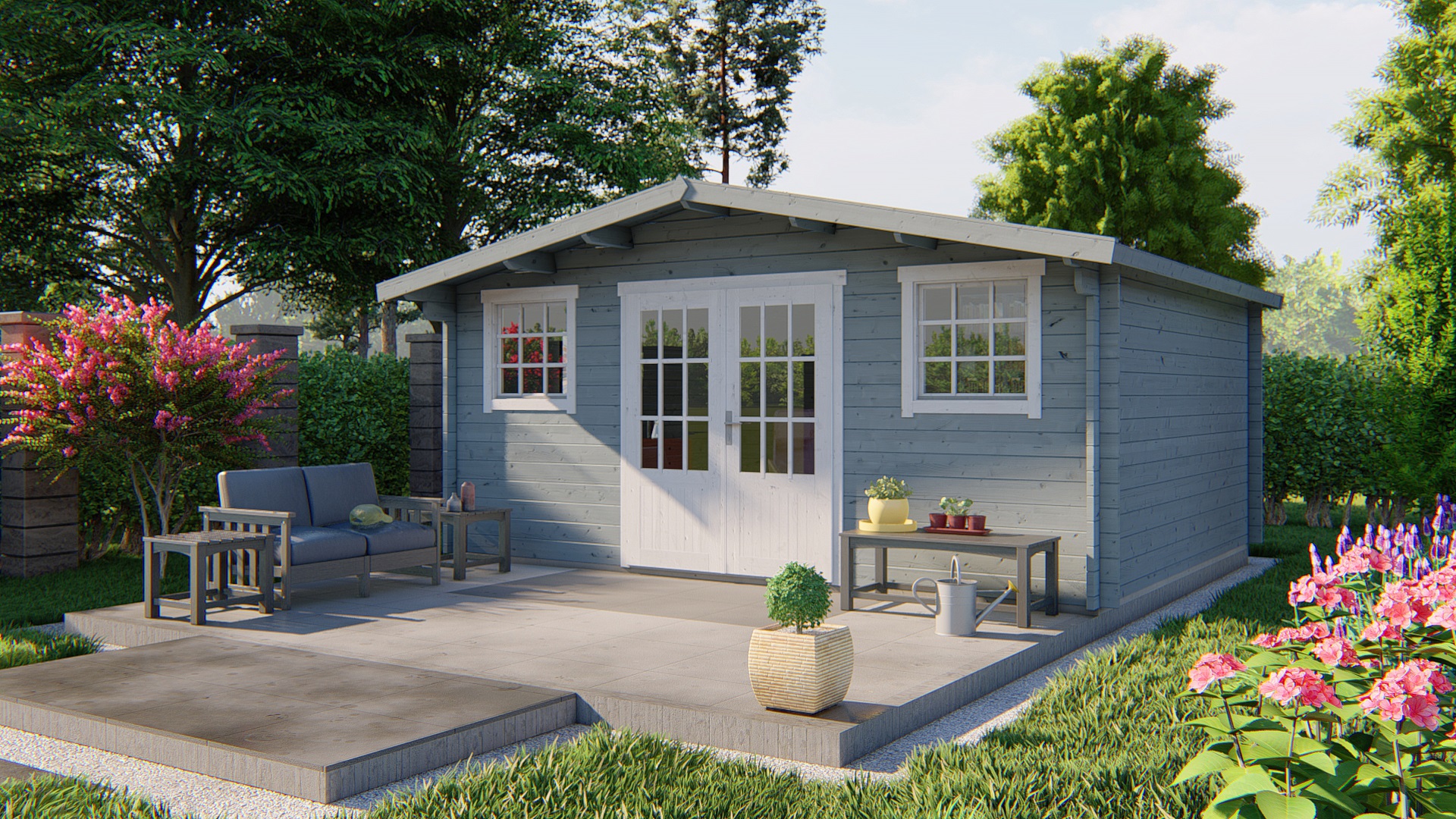 Blokhut - Tuinhuis Jackalyn | 40 mm | grijs geïmpregneerd Blokhut - Tuinhuis Jackalyn | 40 mm | grijs geïmpregneerd