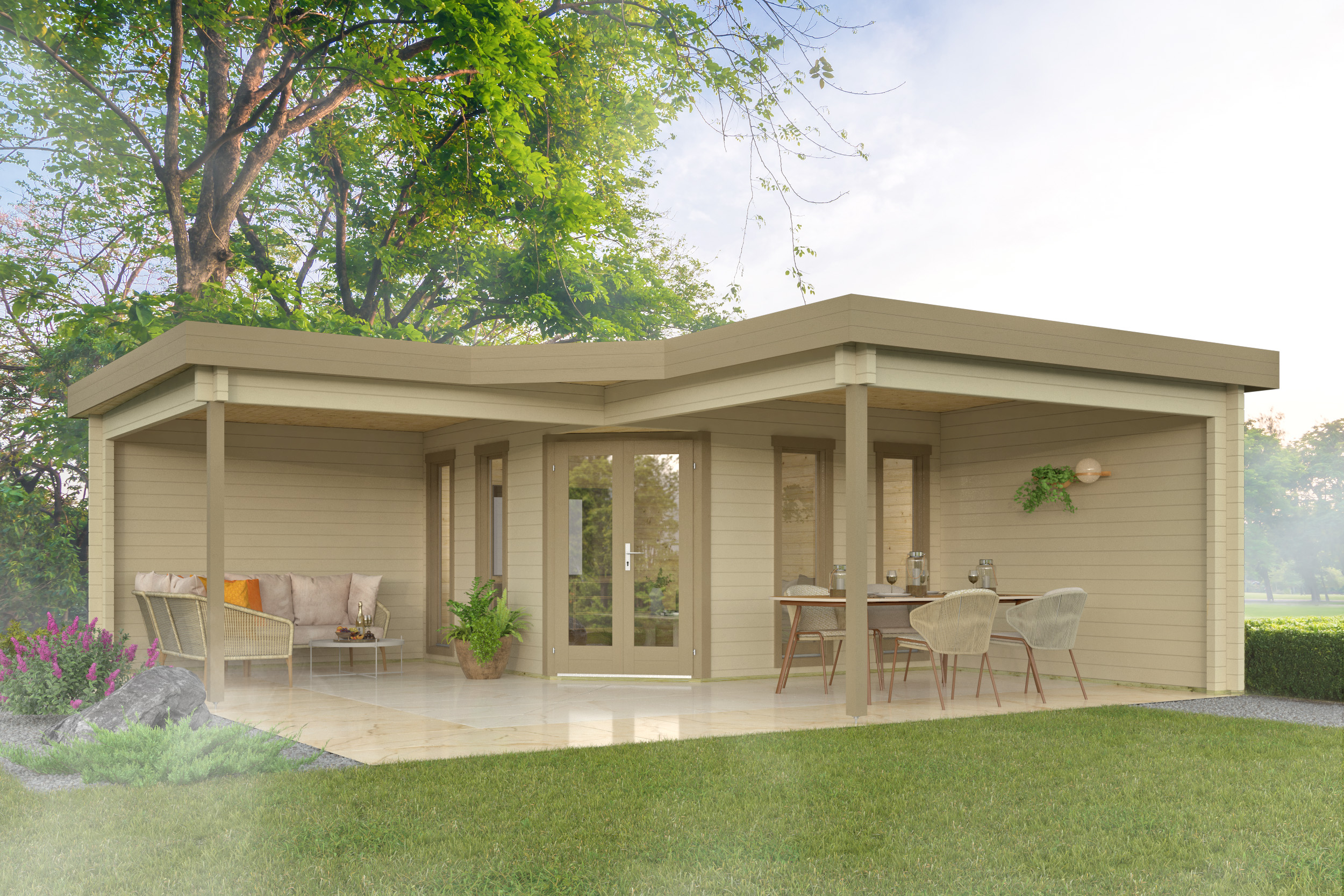 Blokhut - Tuinhuis Bridgend | 70 mm | onbehandeld Blokhut - Tuinhuis Bridgend | 70 mm | onbehandeld