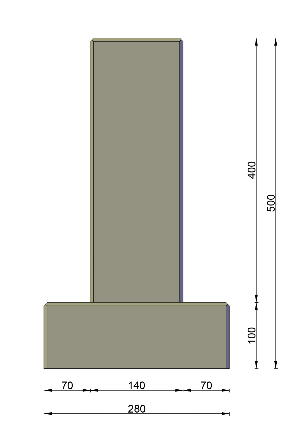 Berton©-Pad Footing Block (28x28)>(14x14)x50cm
