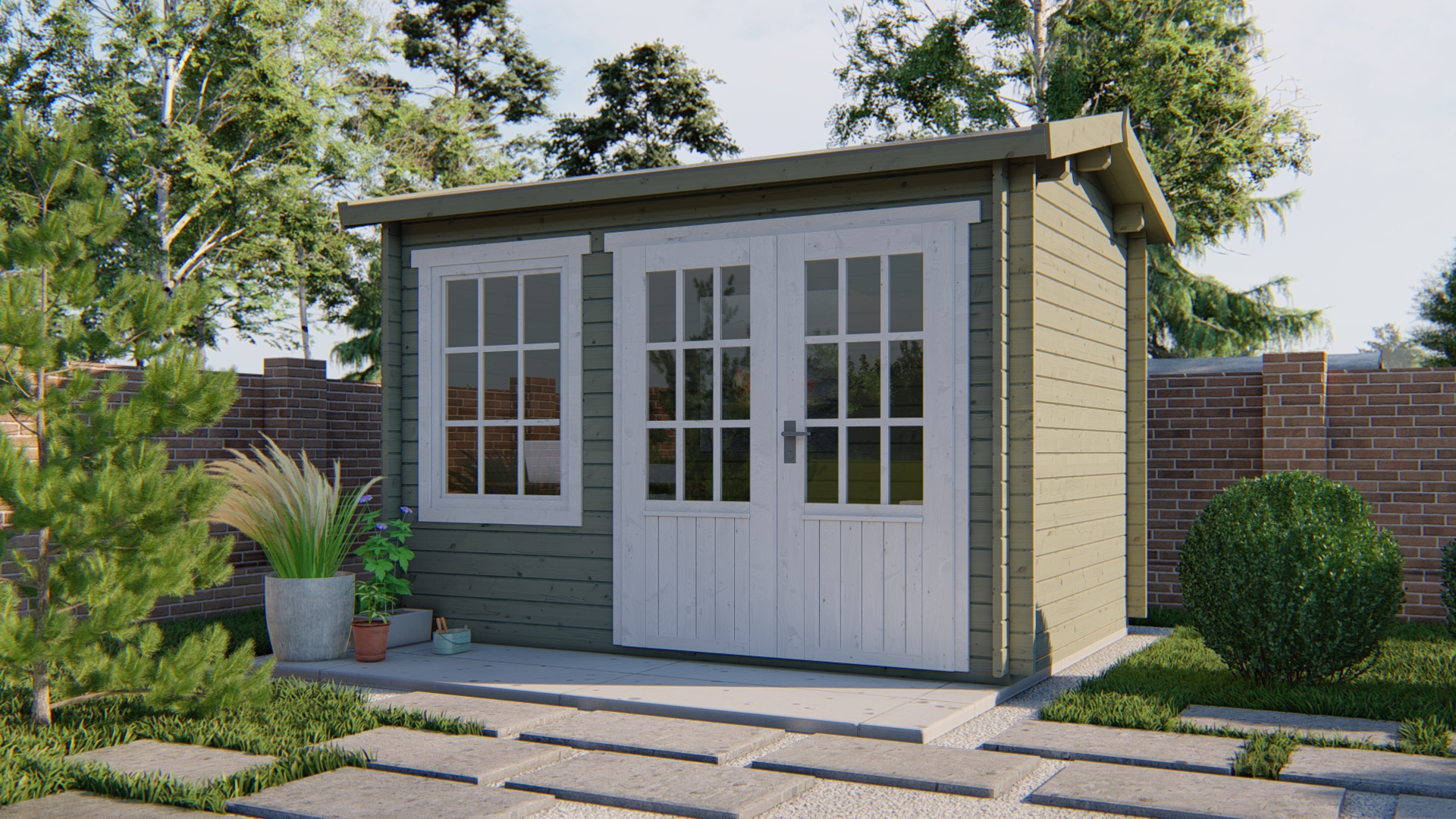Blokhut - Tuinhuis Daisy | 40 mm | vuren grijs geïmpregneerd