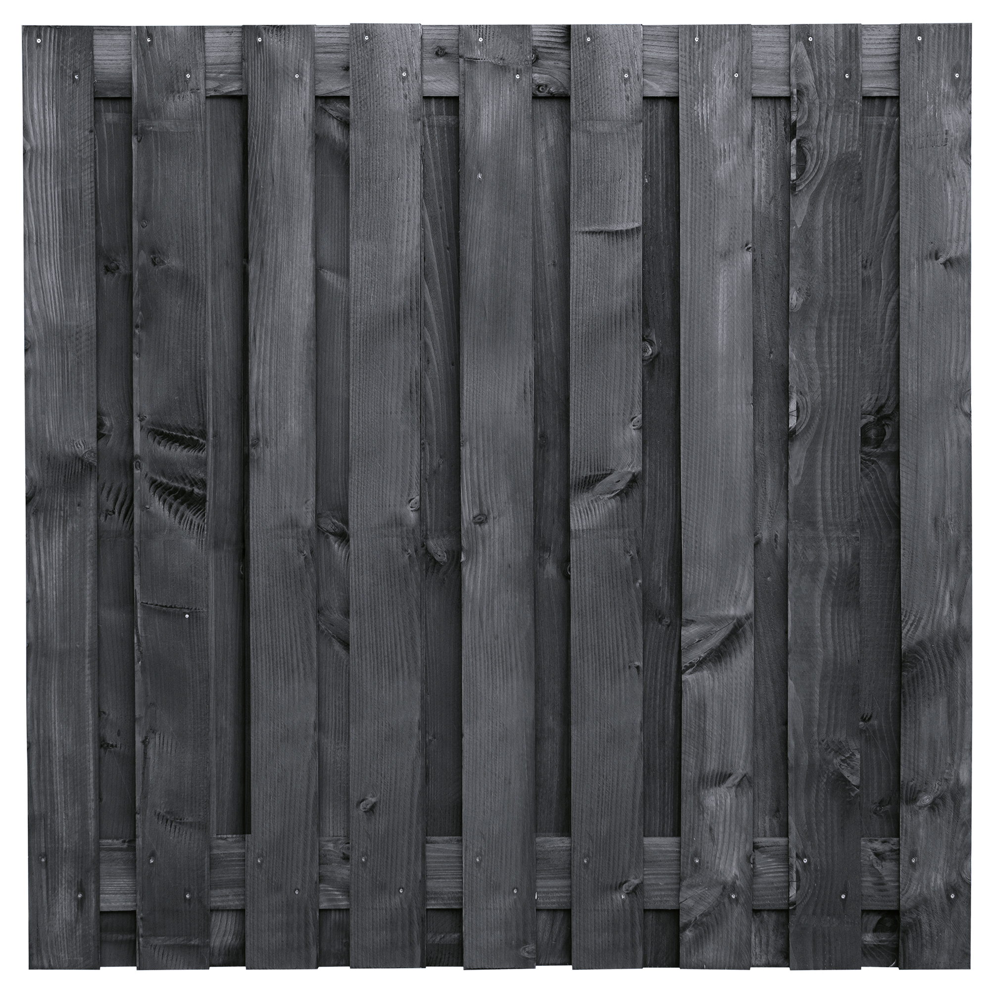 Sichtschutzzaun Karin, schwarz imprägniert Douglasie, edelstahlverschraubt, 19 Bretter (17+2) 180 x 180 cm
