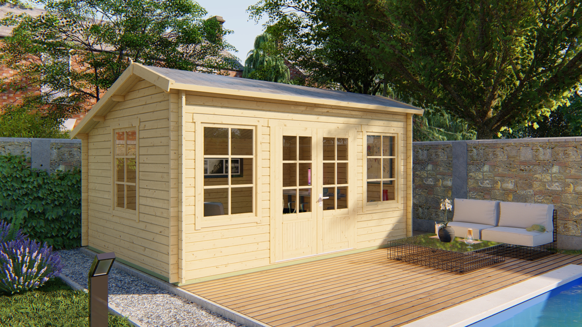 Blokhut - Tuinhuis Tane | 40 mm | vuren grijs geïmpregneerd Blokhut - Tuinhuis Tane | 40 mm | vuren grijs geïmpregneerd