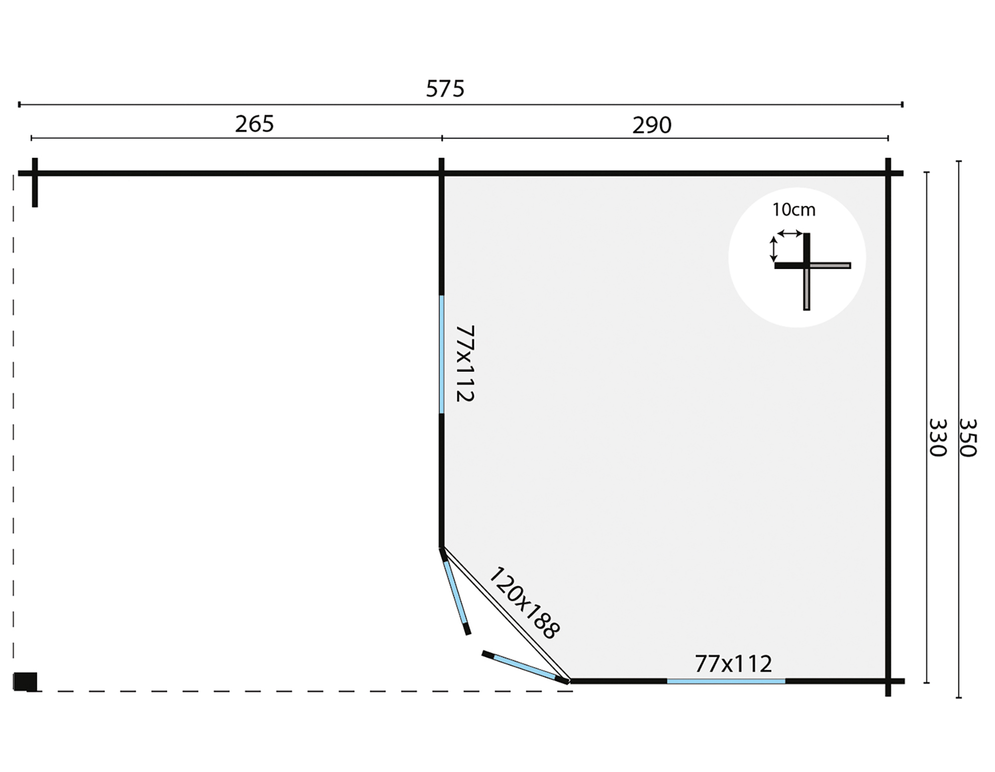 Blokhut - Tuinhuis Christoffer | 28 mm | vuren grijs geïmpregneerd