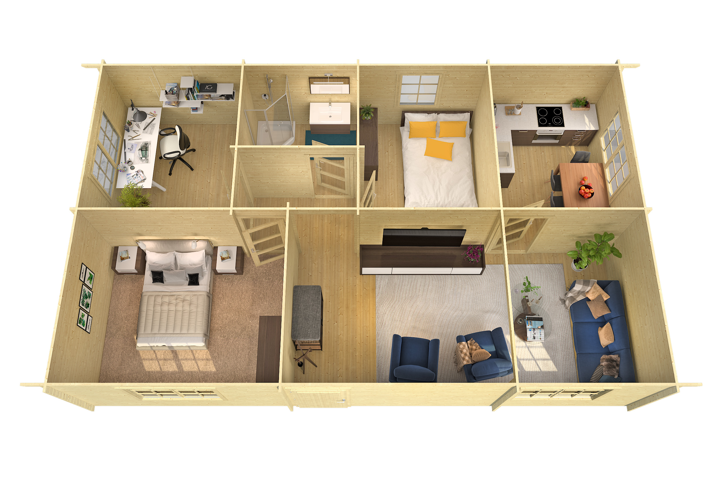 Blokhut - Tuinhuis Navarra | 44 mm | onbehandeld