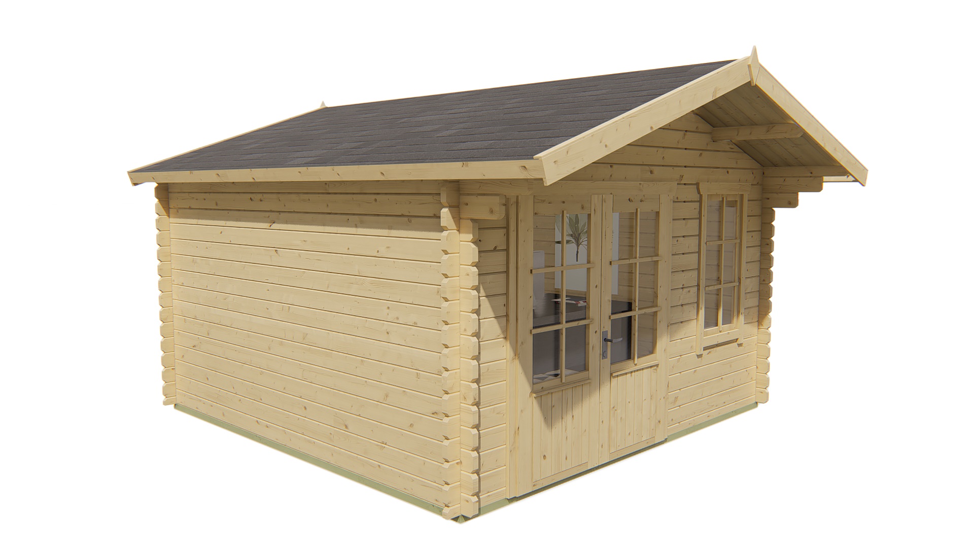 Blokhut - Tuinhuis Ulrik | 44 mm | vuren groen geïmpregneerd Blokhut - Tuinhuis Ulrik | 44 mm | vuren groen geïmpregneerd