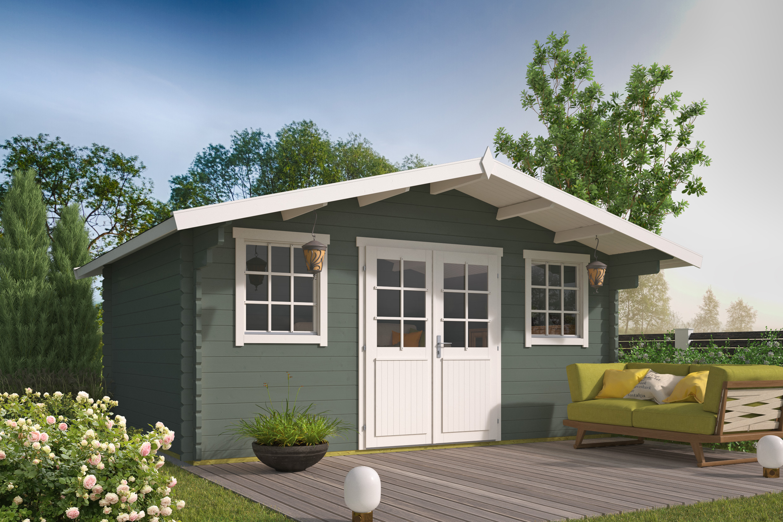 Blokhut - Tuinhuis Pavel | 44 mm | vuren onbehandeld Blokhut - Tuinhuis Pavel | 44 mm | vuren onbehandeld