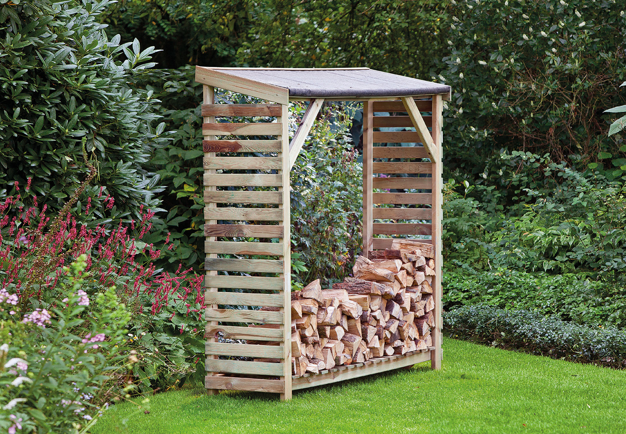Product image high resolution (main image) Kaminholz Regal, Kiefer KDI, B180xT50xH180 cm