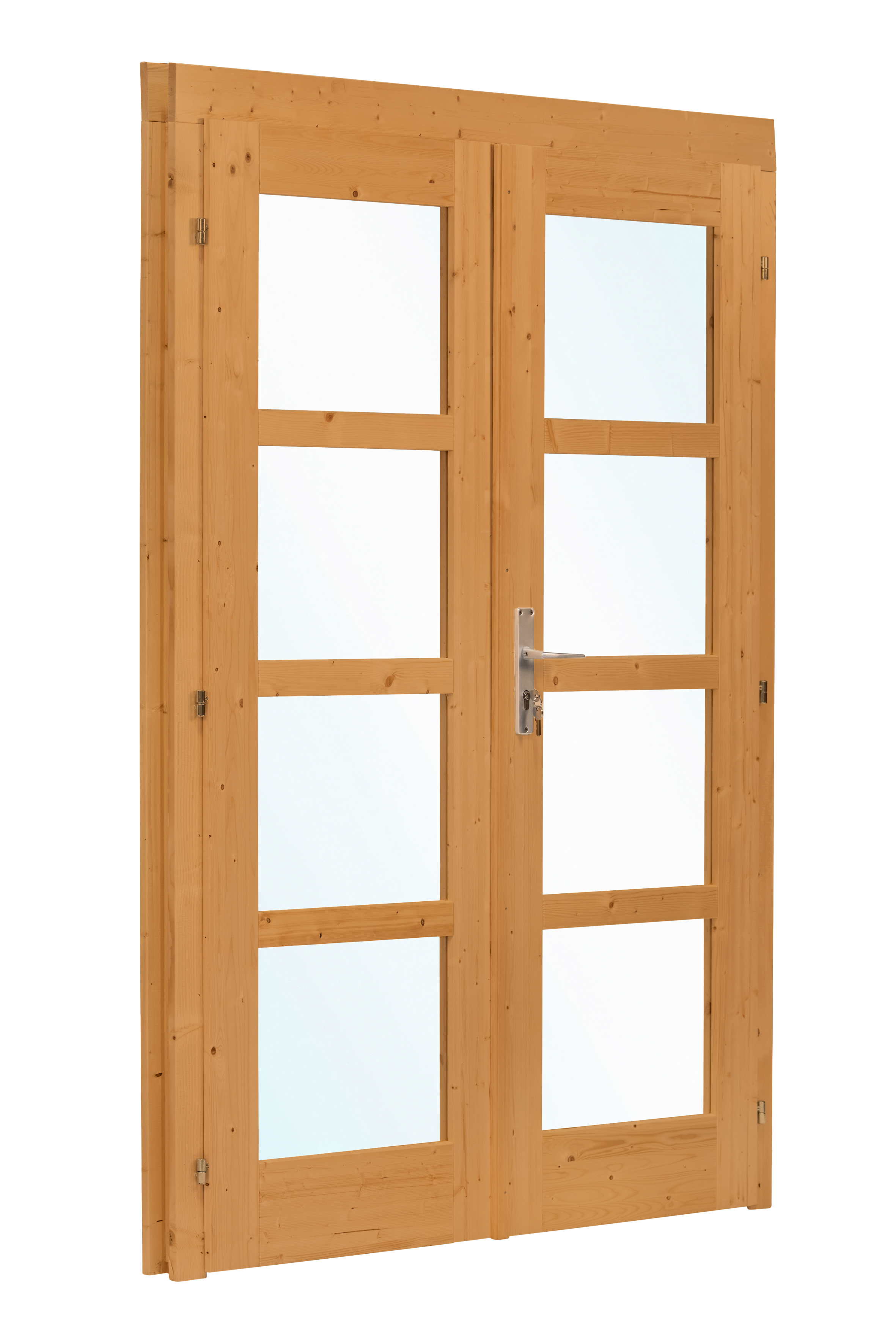 Dubbele deur+kozijn enkel glas D1 | bruin geïmpregneerd