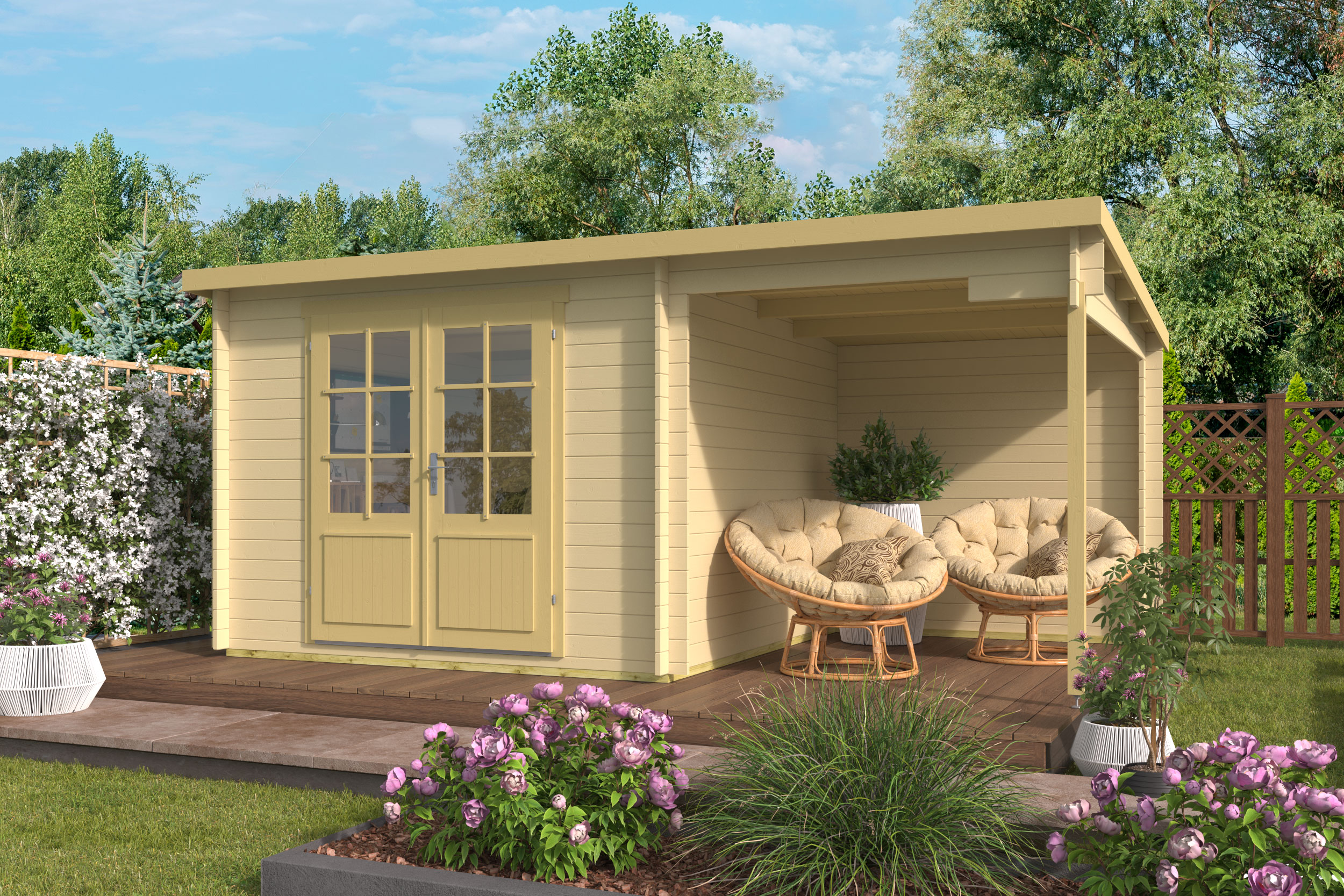 Blokhut - Tuinhuis Dora | 28 mm | vuren Red Class Wood geïmpregneerd