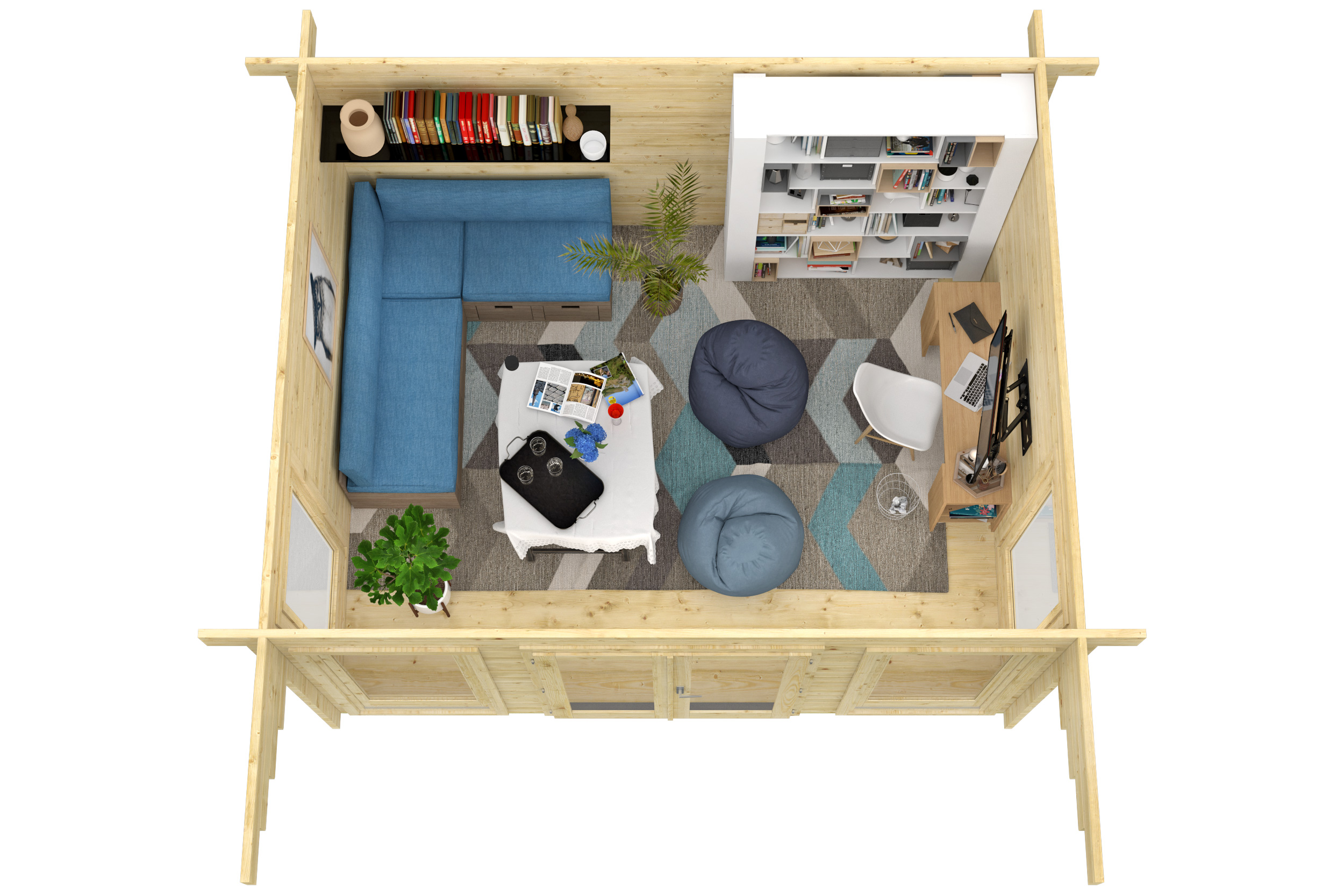 Blokhut - Tuinhuis Lory | 44 mm | vuren onbehandeld