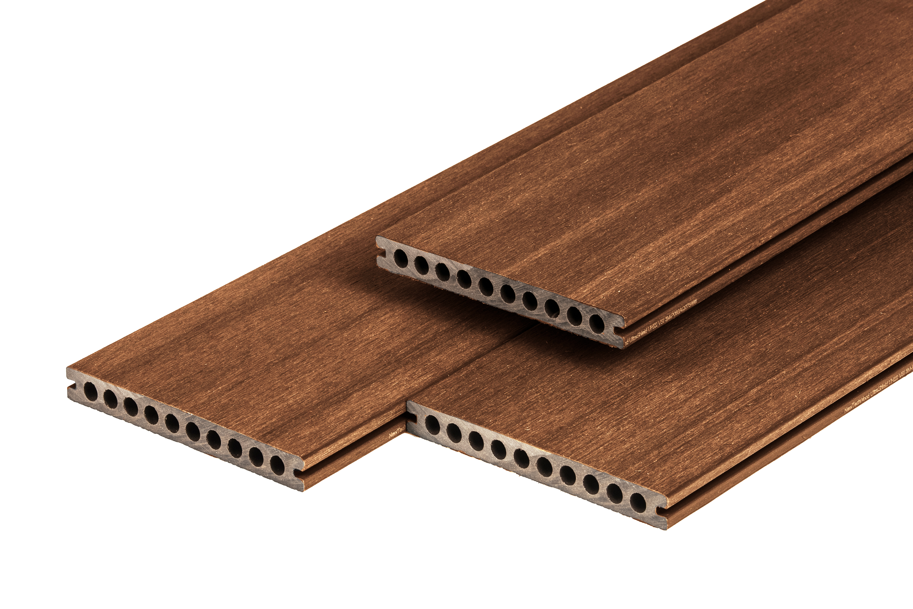 PuraShield composite decking board 2,3 x 21,0 x 400 cm clip system, hollow-core, Ipe