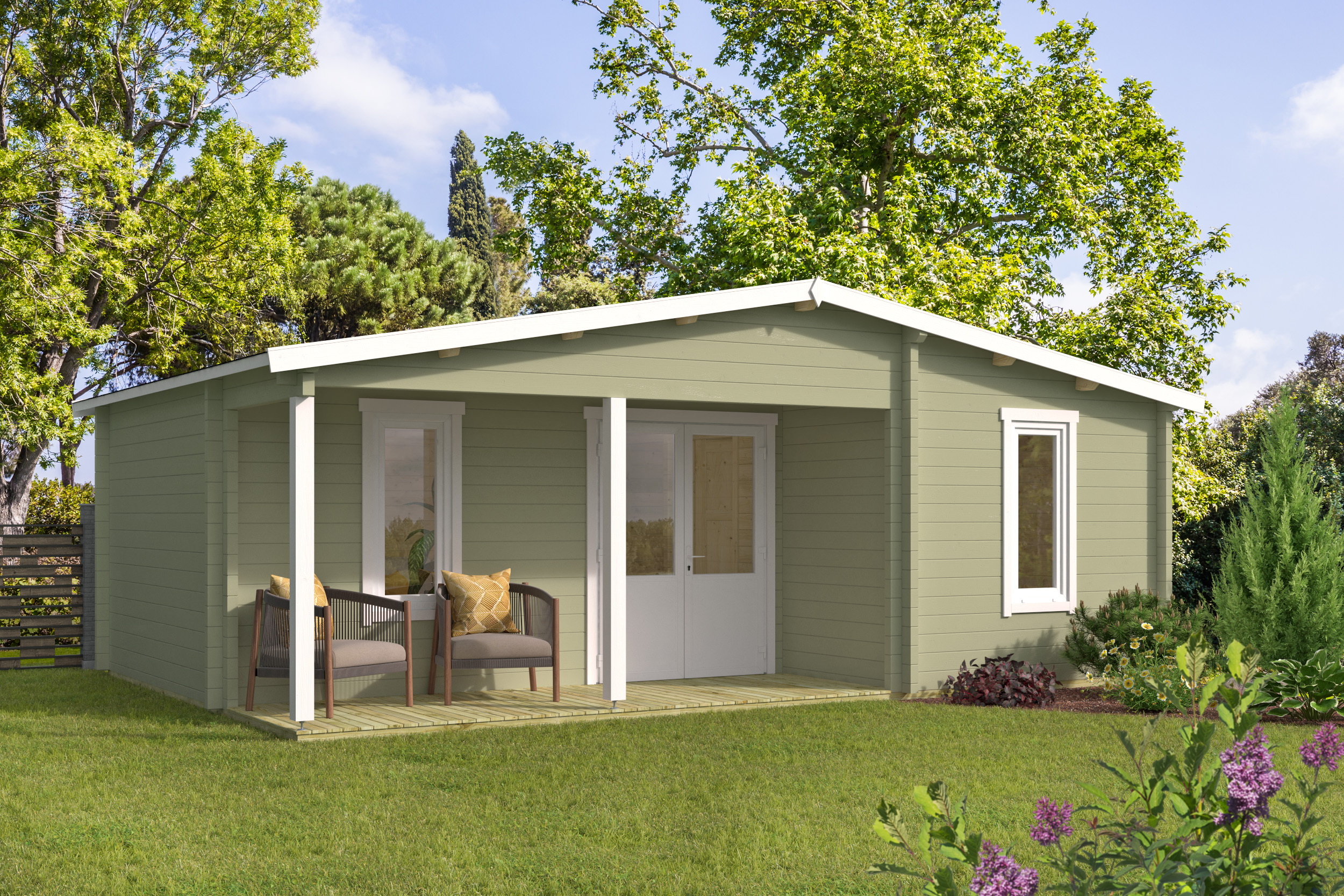 Blokhut - Tuinhuis Ollie | 70 mm | vuren bruin geïmpregneerd Blokhut - Tuinhuis Ollie | 70 mm | vuren bruin geïmpregneerd