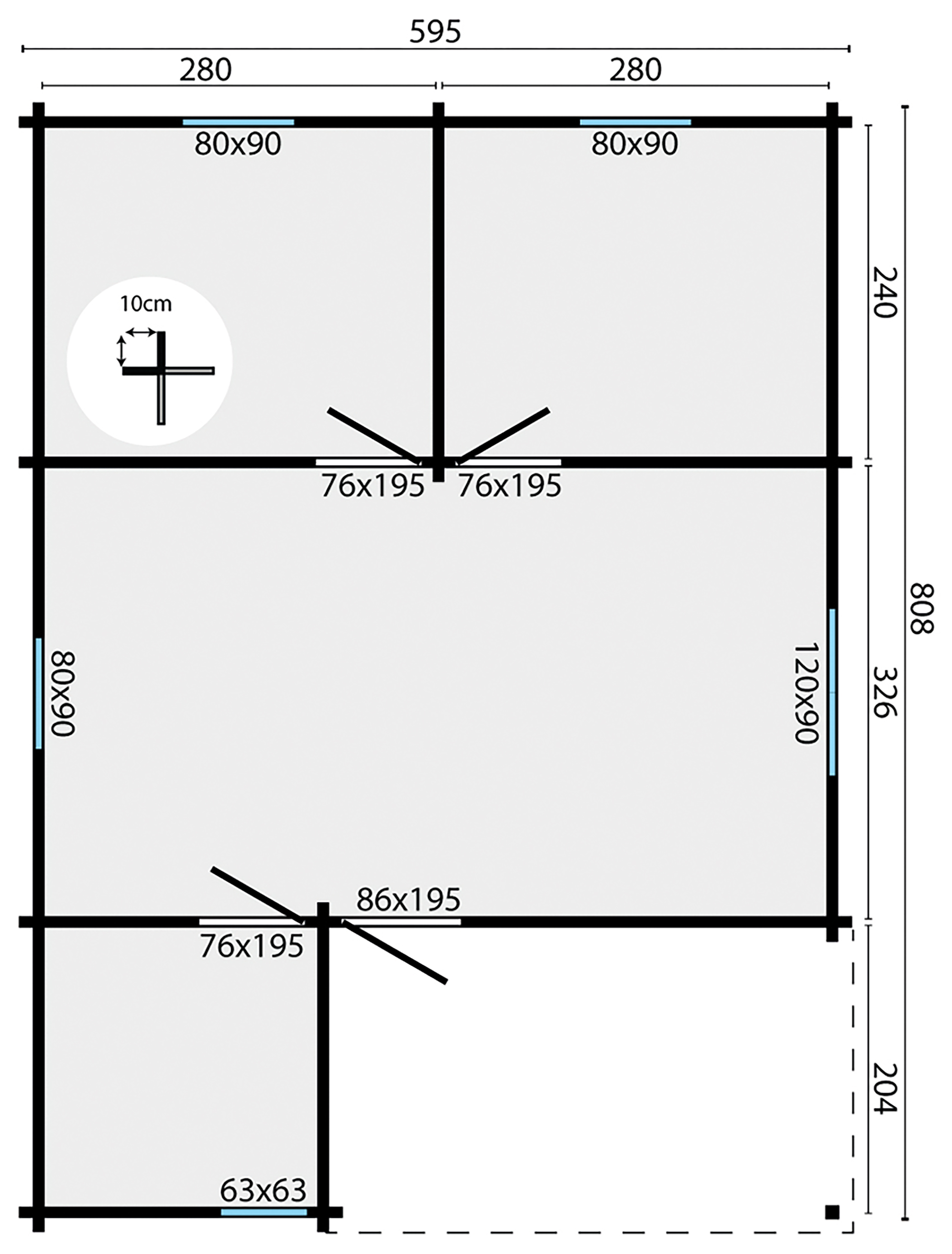 Blokhut - Tuinhuis Javea | 44 mm | bruin geïmpregneerd