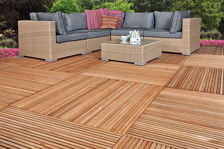 Ambiance Image Holzfliese Hartholz, Modell Yogyakarta, 100 × 100 cm