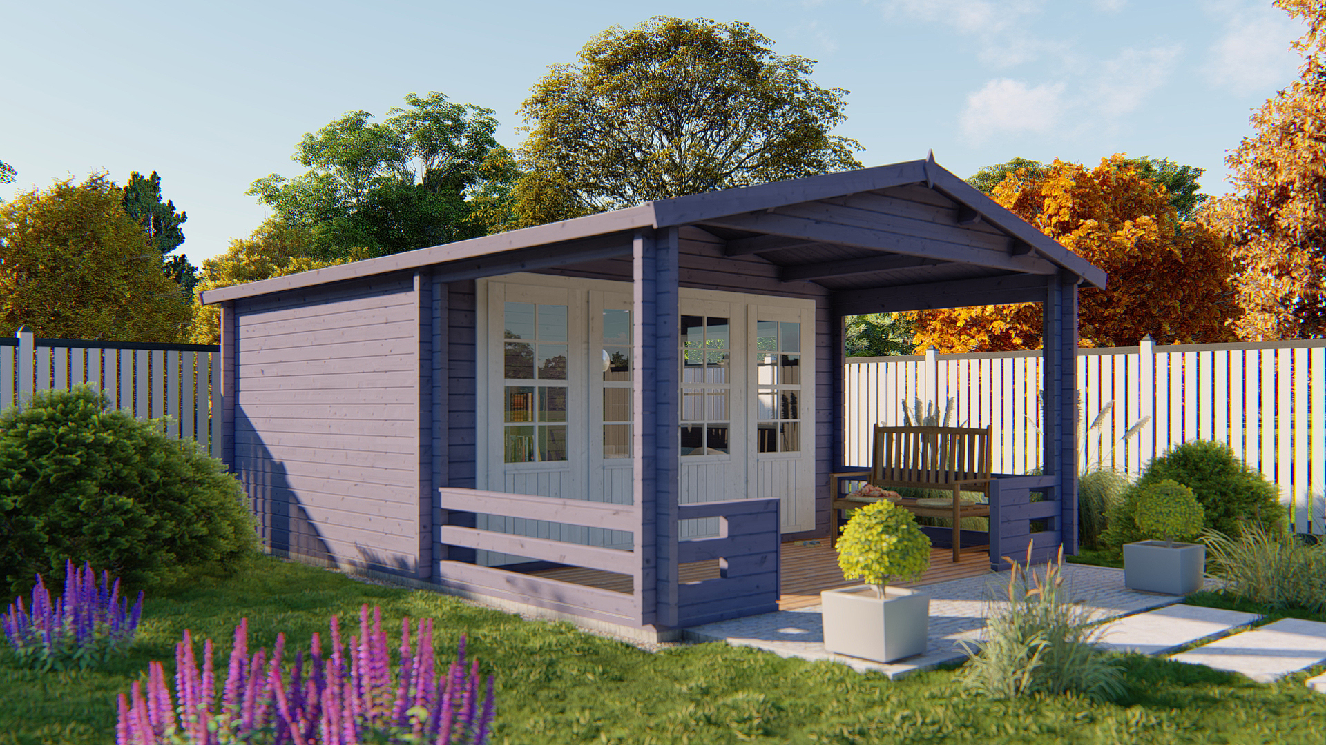Blokhut - Tuinhuis Bolton | 58 mm | vuren honinggeel geïmpregneerd
