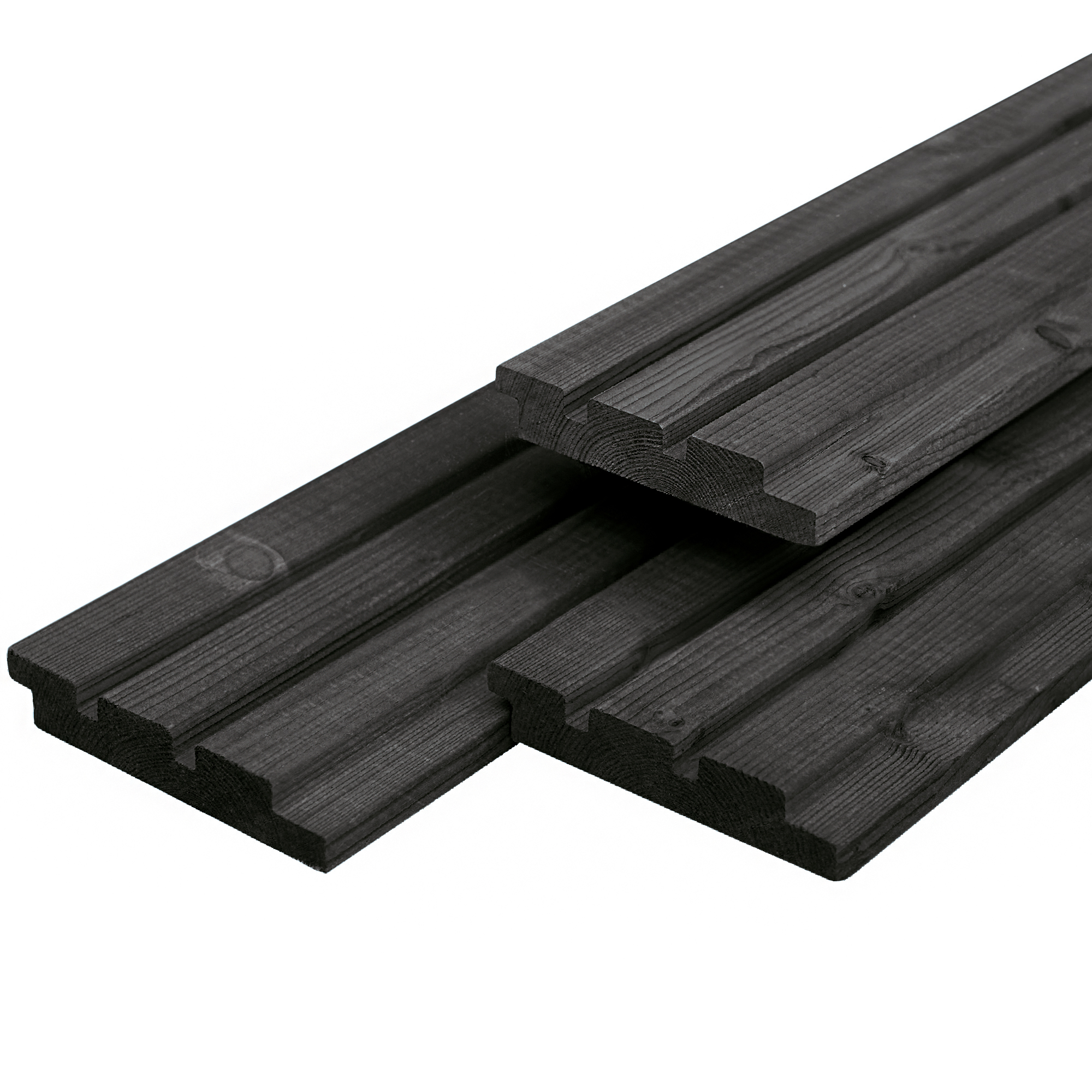 ME Fichte Dreifachprofil 2,2 x 14,0 x 300 cm, getrocknet, schwarz gespritzt, gehobelt