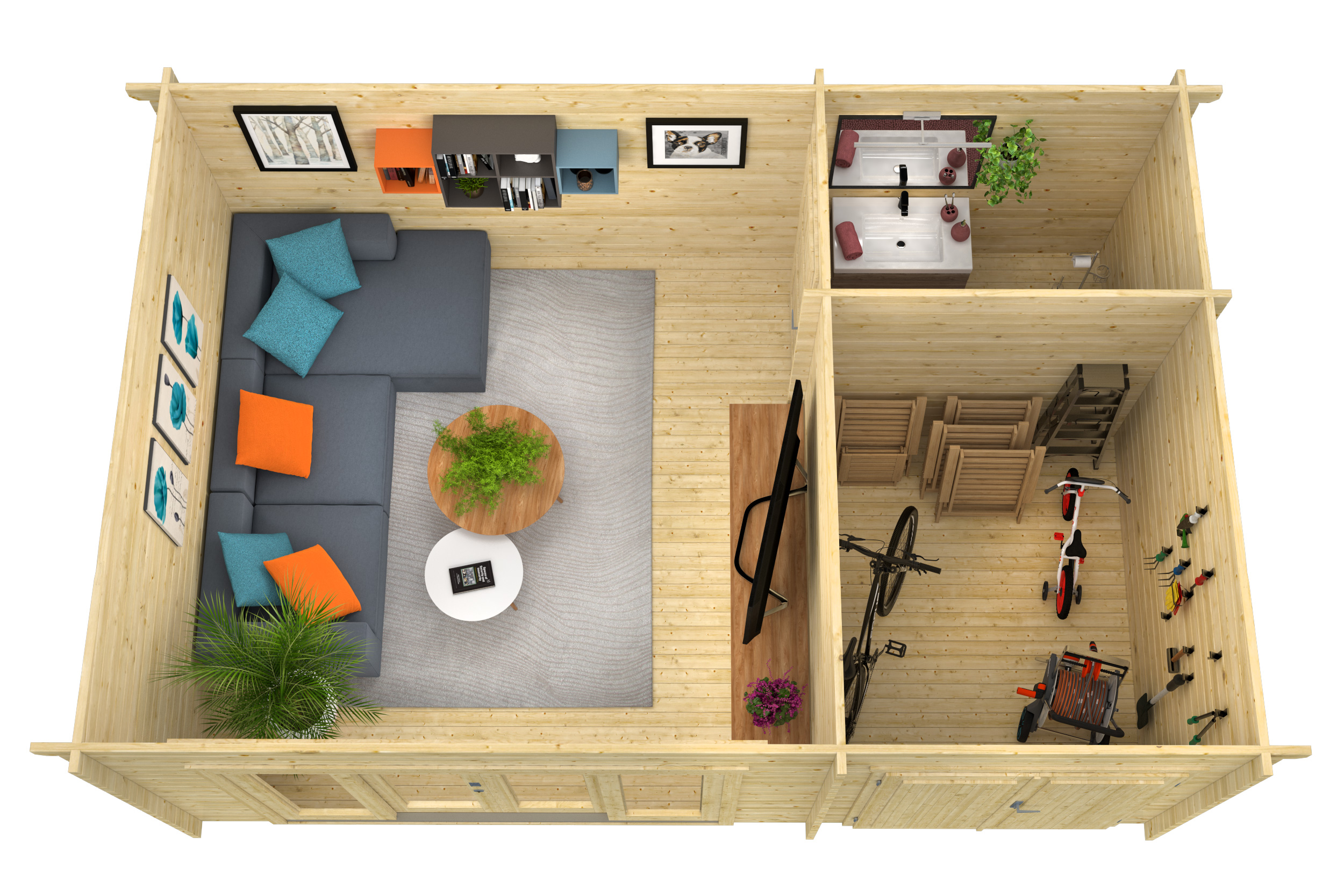 Blokhut - Tuinhuis Meg | 44 mm | bruin geïmpregneerd Blokhut - Tuinhuis Meg | 44 mm | bruin geïmpregneerd