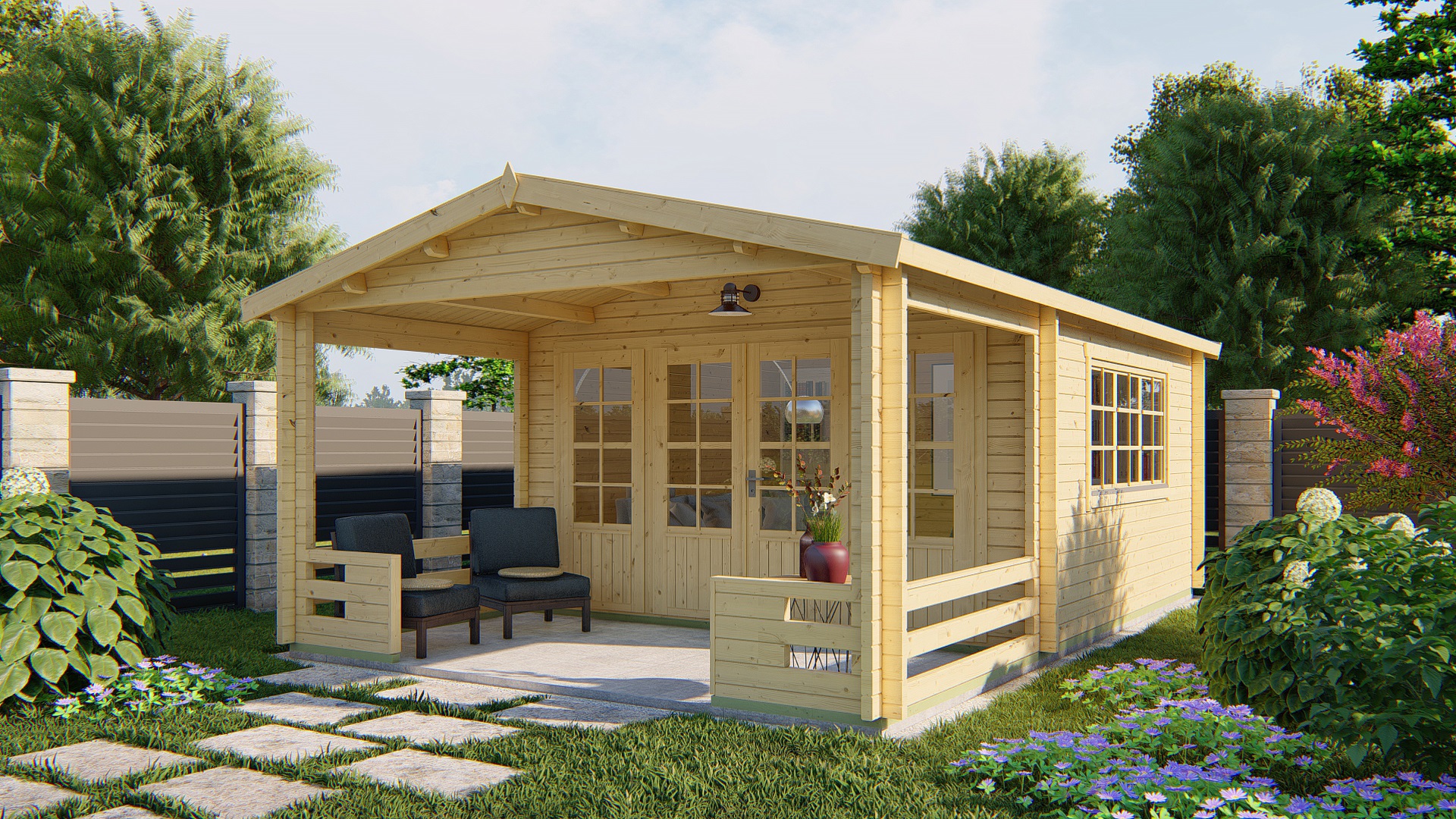 Blokhut - Tuinhuis Ipswich | 58 mm | vuren Red Class Wood geïmpregneerd Blokhut - Tuinhuis Ipswich | 58 mm | vuren Red Class Wood geïmpregneerd