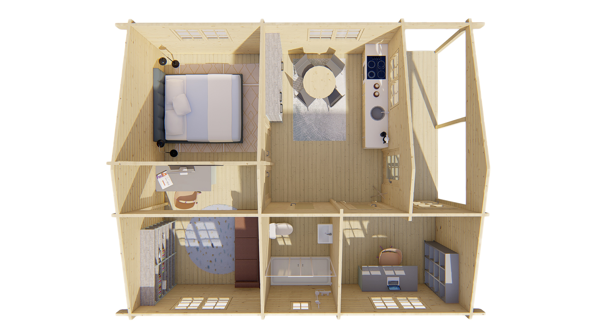 Blokhut - Tuinhuis Ardee | 70 mm | vuren onbehandeld Blokhut - Tuinhuis Ardee | 70 mm | vuren onbehandeld